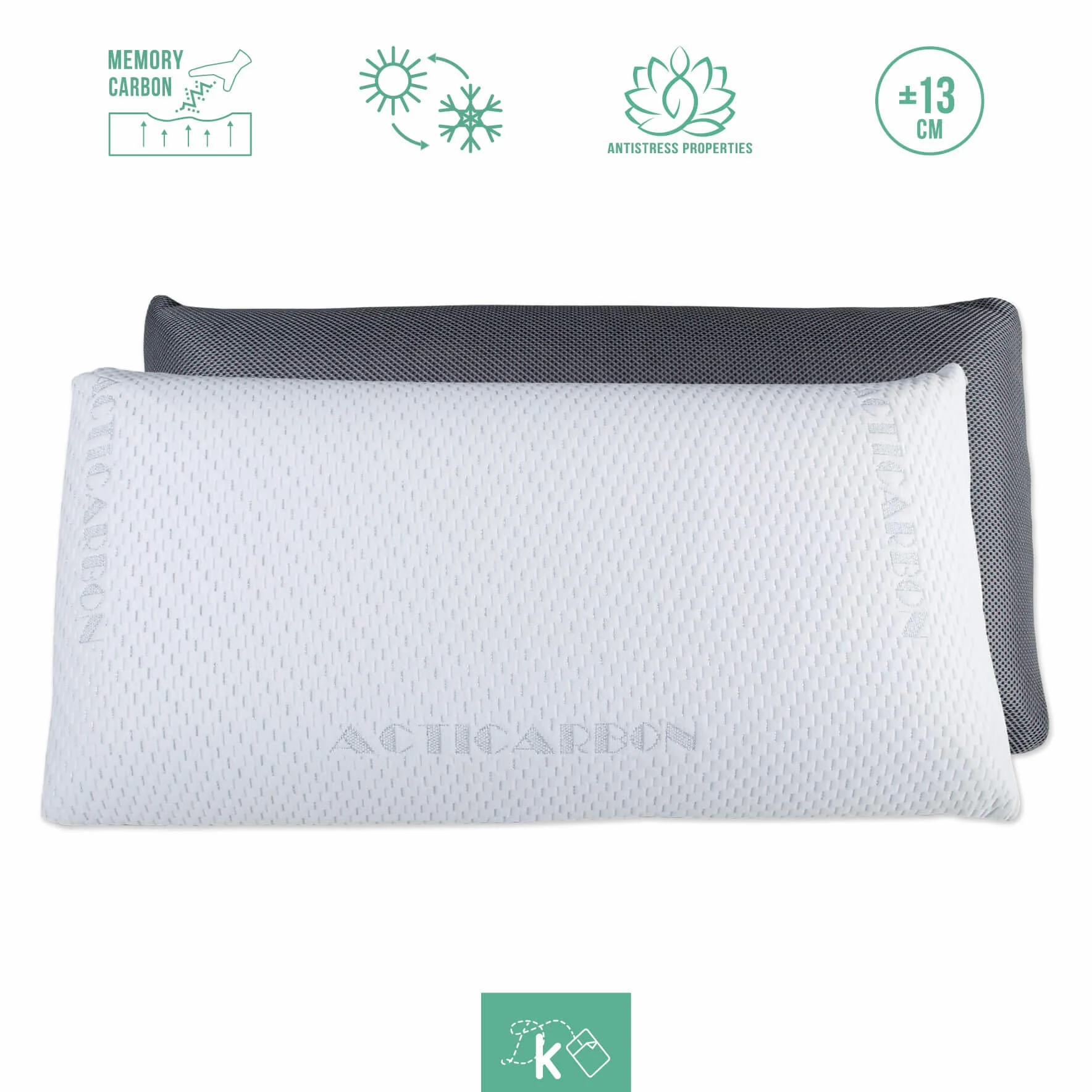 Dreaming Kamahaus Almohada viscoelástica Carbono Activo 135cm | Núcleo indeformable | Hilo de Plata | Microperforada | Antiestrés | Funda con 2 Caras Invierno/Verano |
