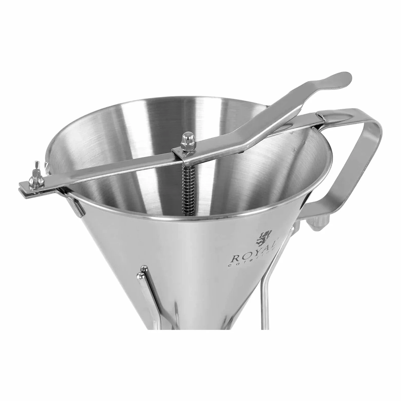 Royal Catering Embudo para Salsas Dosificador Profesional RCSD-11 (Fabricado en acero inoxidable, Capacidad: 1,8 L, Boquillas de dosificación: 4, 5, 6 mm)