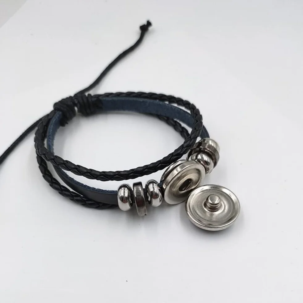 Wudaizhi Flaj Ucrainian Intercambible Tiempo De Piedra Múltiple Símbolo Símbolo Trident Trident Rune Leather Bangle Punk Jewelry, Paquete De 2
