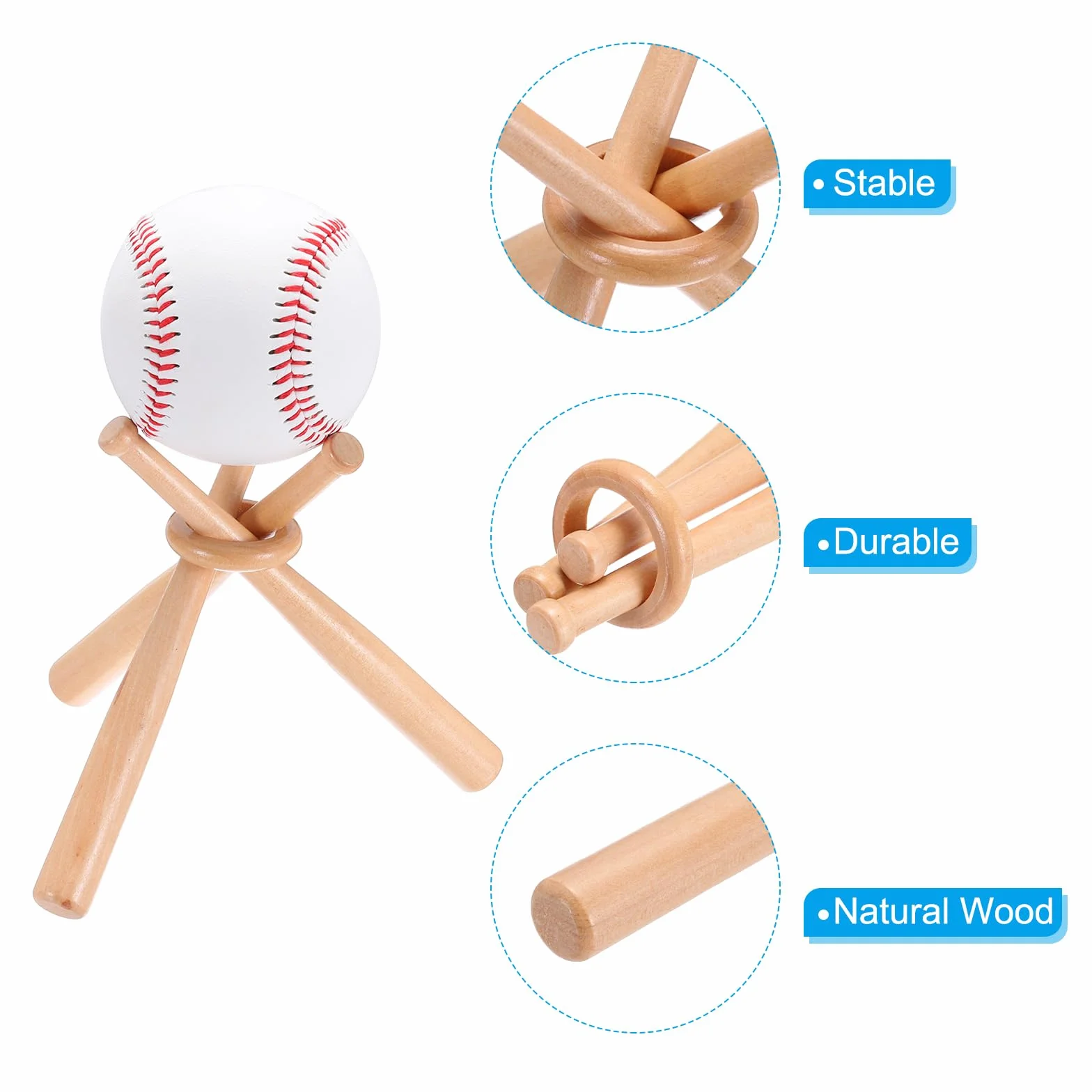 PATIKIL Soporte de Béisbol de Madera con Bate y Bolas, Exhibidor Decorativo para Mesa