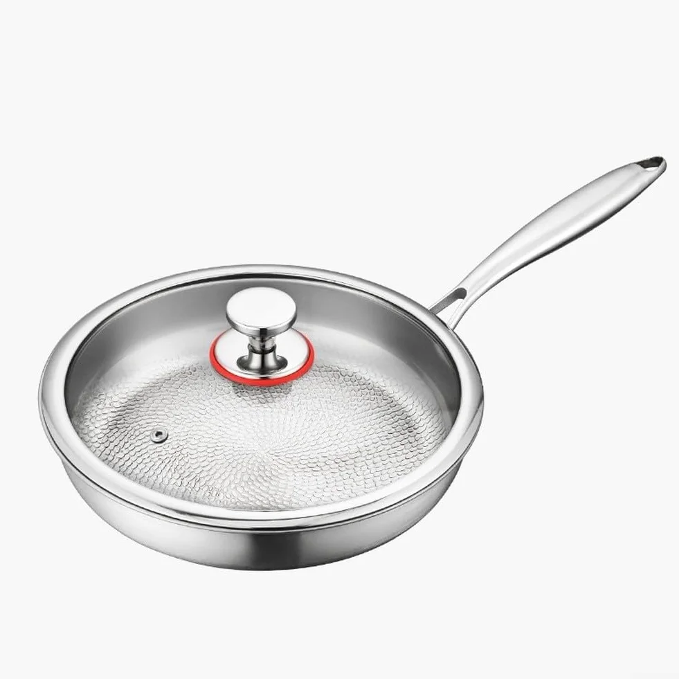 Sartén de para titanio Martilleado con Tapa Antiadherente para Inducción y Gas, Cocción Saludable sin Recubrimientos, Ligera y Duradera, 24 cm 1000 ML(22cm with Lid)