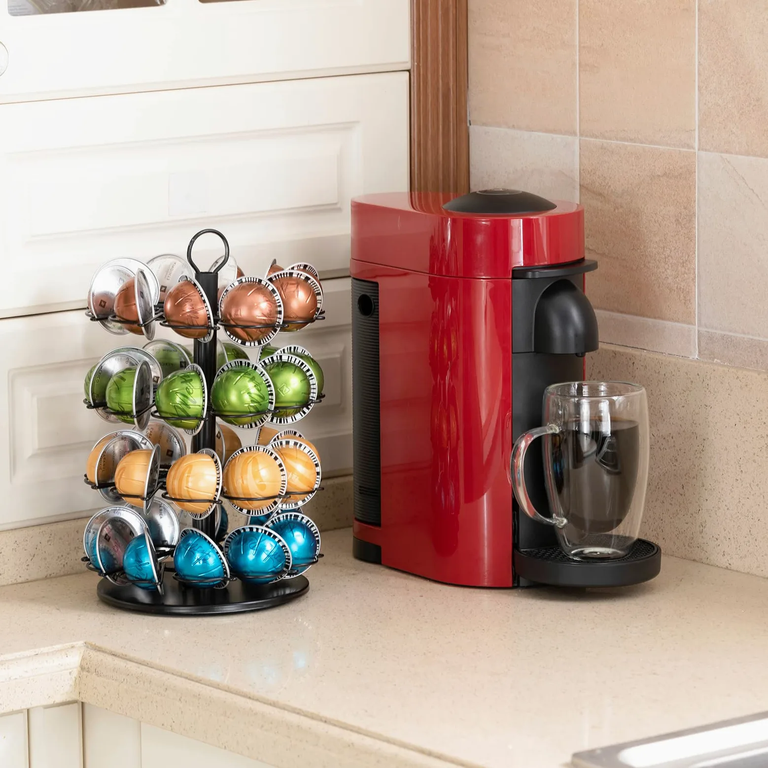 Soporte para cápsulas de café Nespresso con 4 niveles DIY para almacenamiento de cápsulas Vertuoline (capacidad de 40 cápsulas)