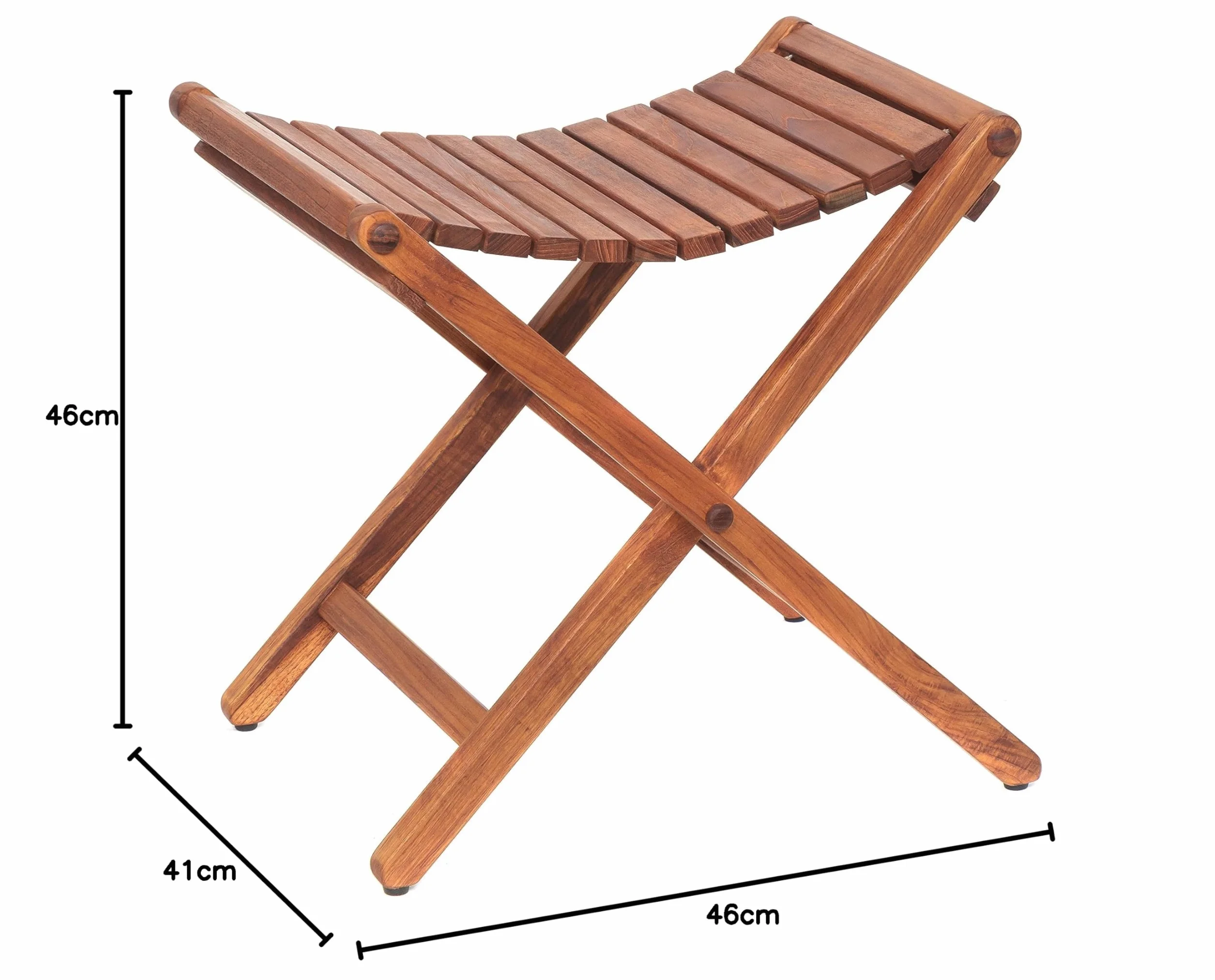 AsinoX TEK.601 Taburete Plegable, Madera de teca, 46x41x46 cm