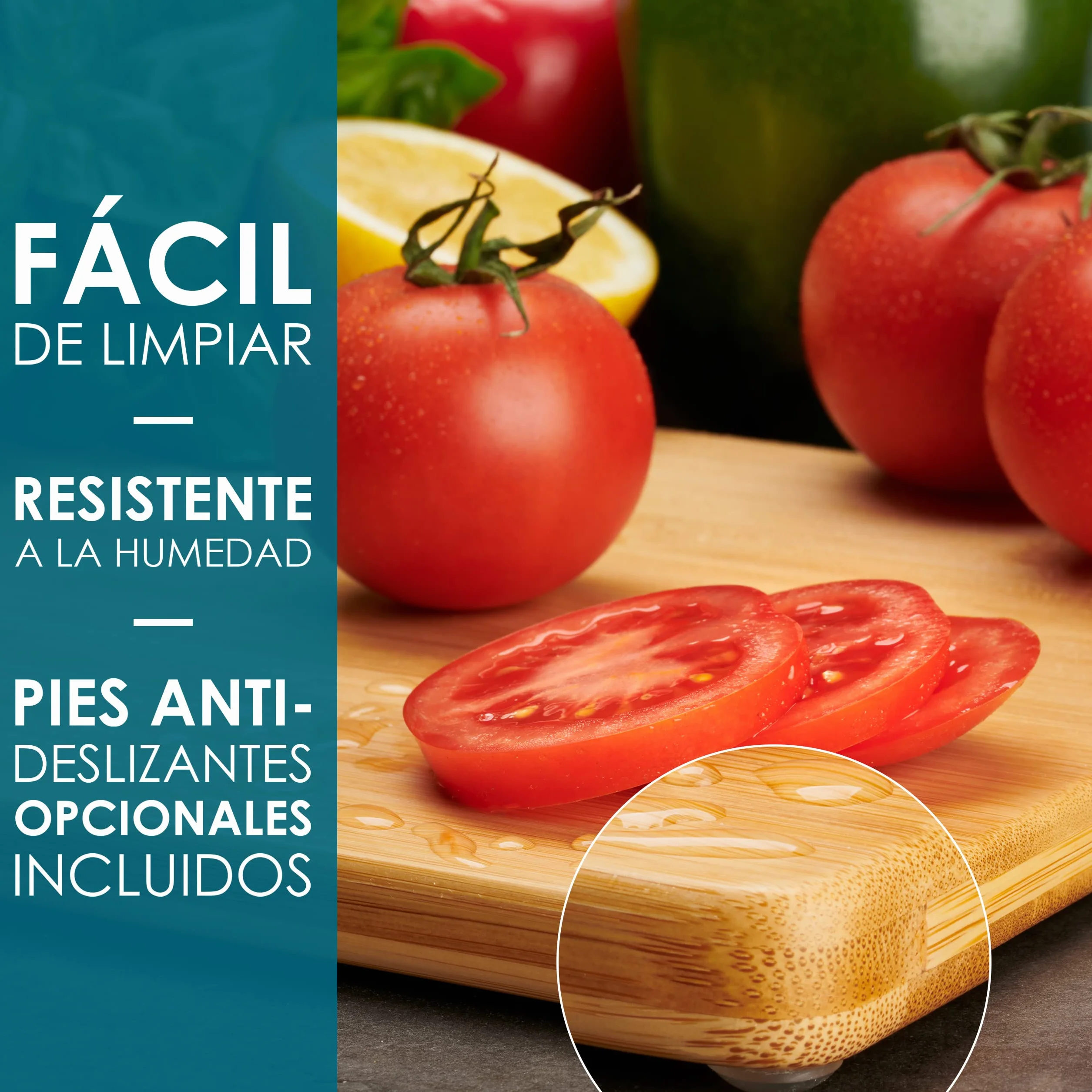 LARHN. Tablas de Cortar Cocina en Madera de Bambú – 3 Tablas Extra Gruesas 1,5 cm – Tabla de Cocina 33x22 / 28x22 / 22x15 cm – Resistentes, Fáciles de Limpiar y Respetuosas con los Cuchillos