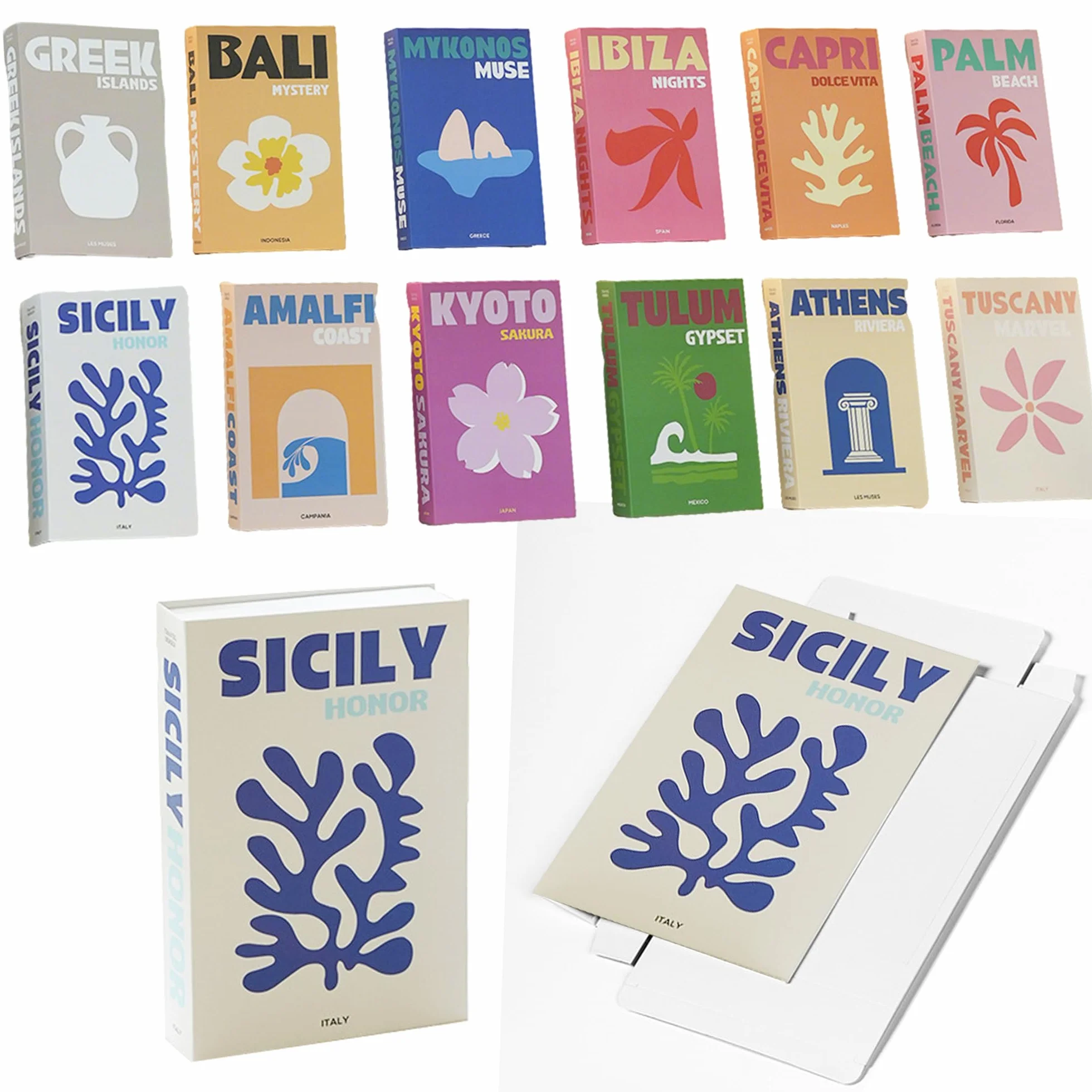 SUQ 12PCS Libros Falsos Plegables, Libros Falsos Decorativos Apiladas, Books Decorativos Modernos de Tapa Dura para la Pantalla de la Mesa de Café de la Estantería, Ambiente Sofisticado (Nación)