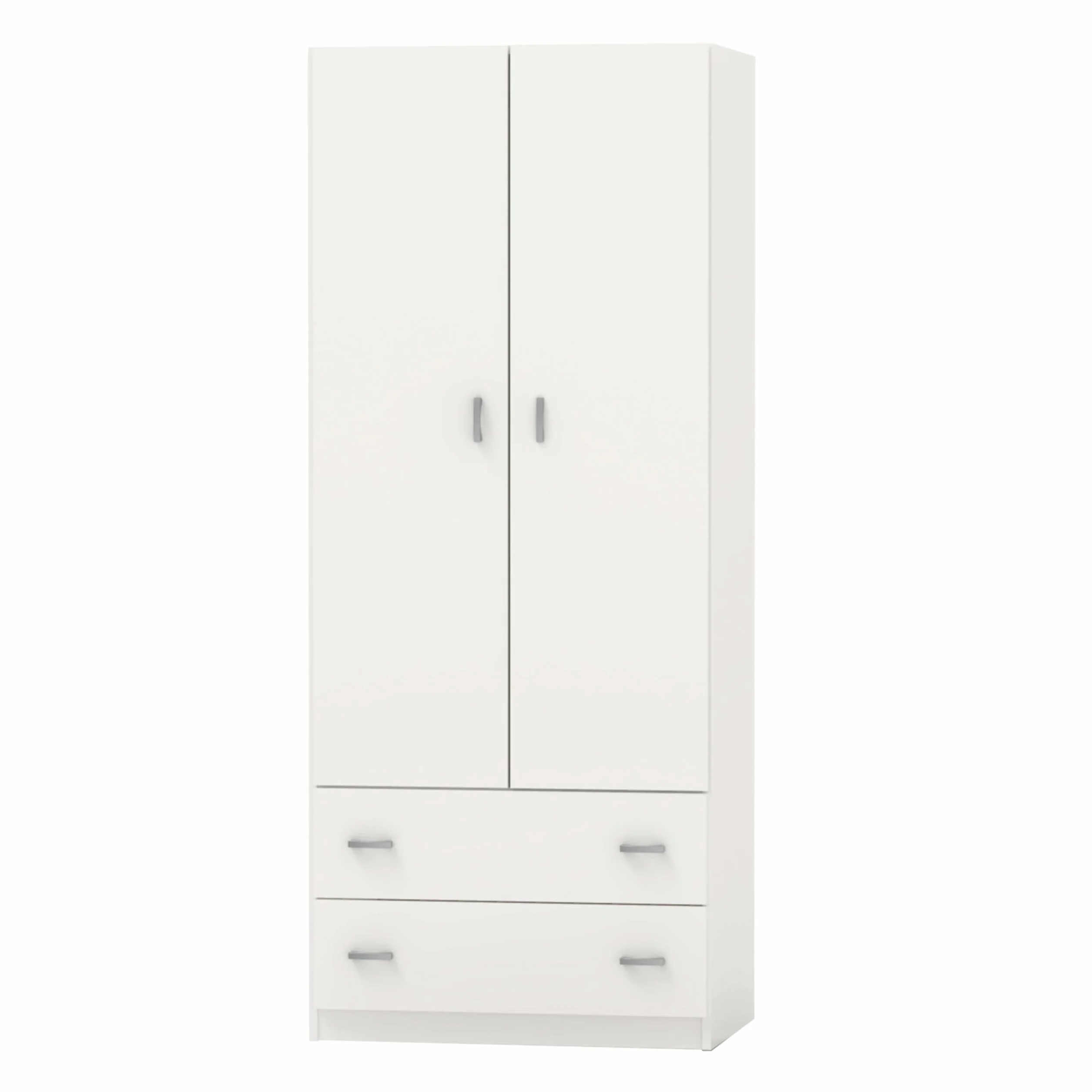 Miroytengo Armario Blanco Juvenil, Infantil, Armario Individual Turín 2 Puertas 2 Cajones Blanco Brillo 74x180 cm