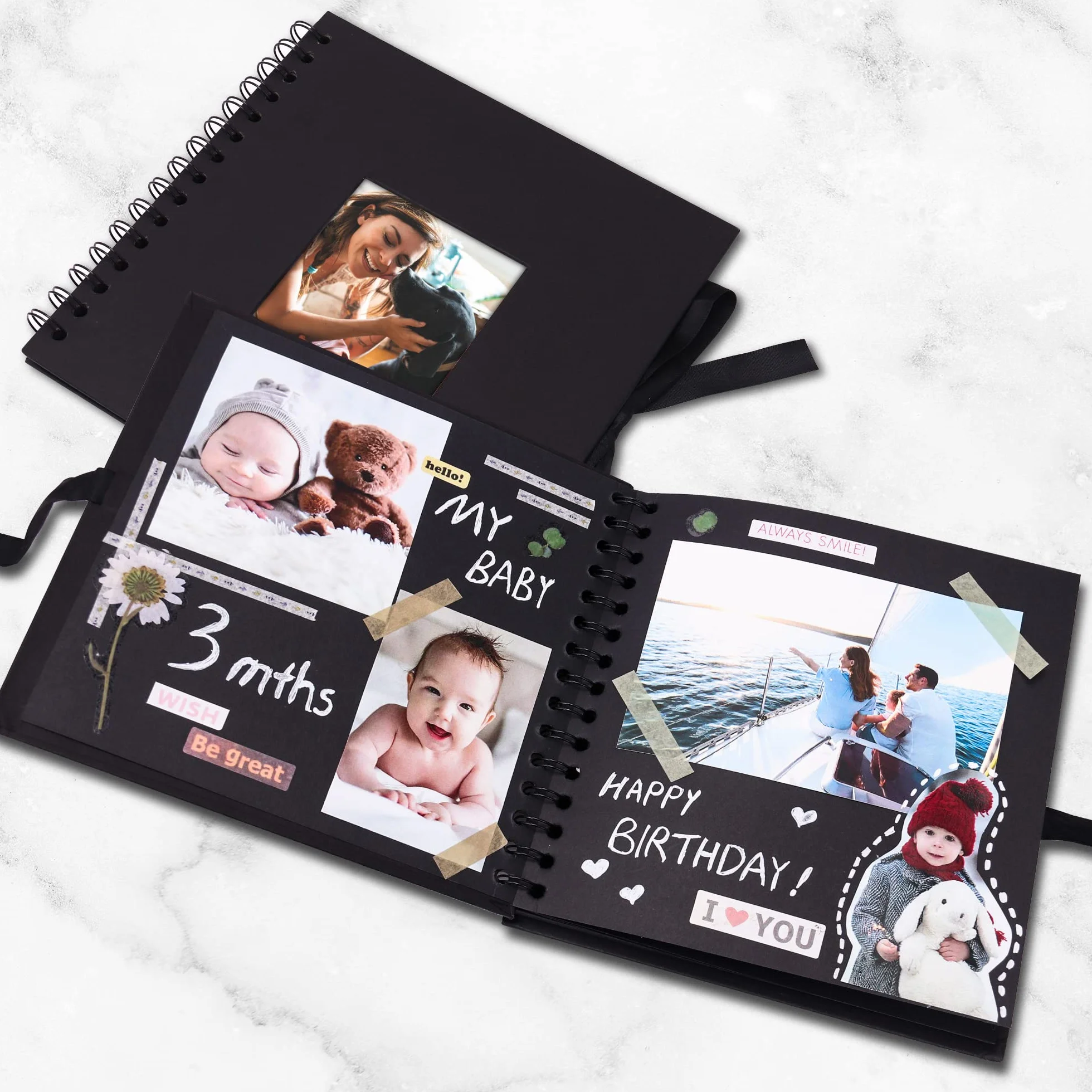 Vienrose Álbum Fotográfico de Álbum DIY Spiral Scrapbooking Álbumes de Recortes 20,5x20,5 cm 40 Páginas Negros Regalos de Valentino Boda Aniversario Nacimiento Bebé Cumpleaños y Recuerdos Familiares