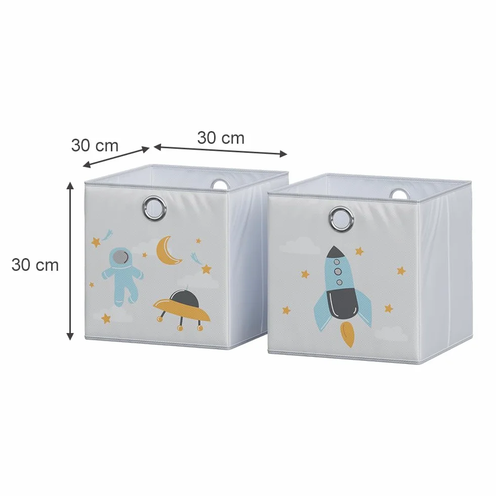 Vicco Caja plegable 30x30 cm Gris con ojal para fácil extracción motivos espacio