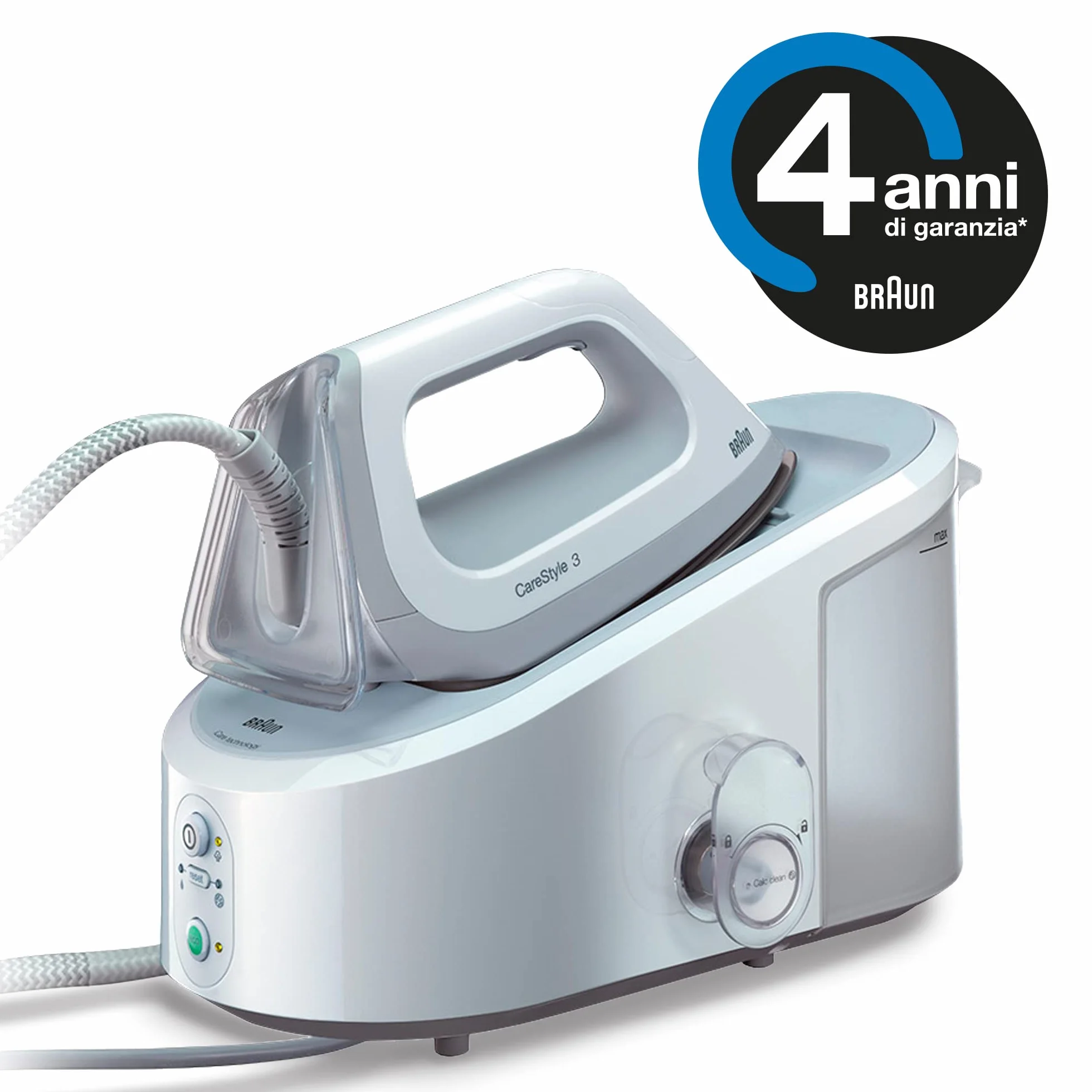 Braun CareStyle 3 - Centro de planchado (2.400 W, 120 g/min, 5,5 bar, 2 l), blanco y gris