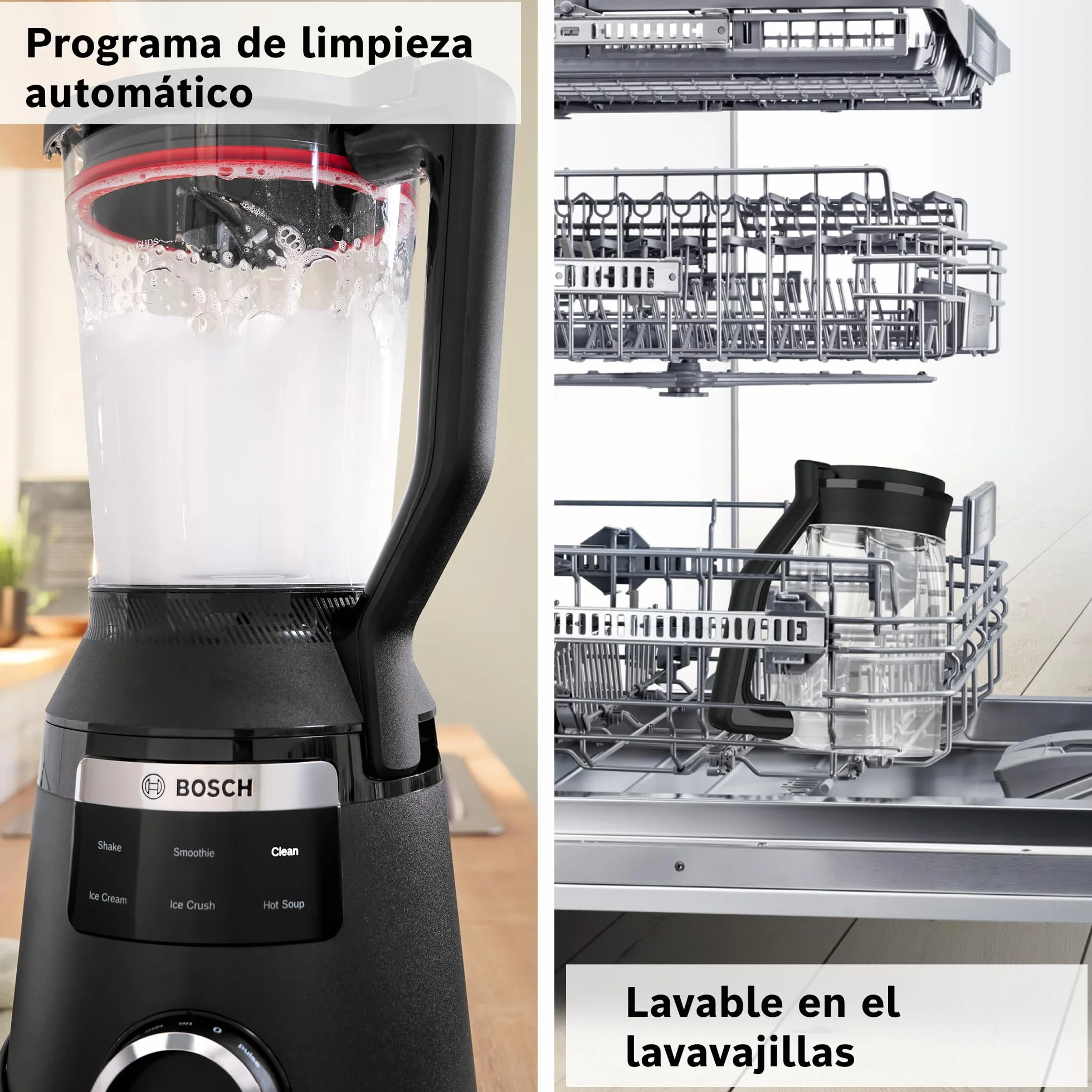 Bosch - Batidora de vaso VitaPower Serie 6, motor de 1800 vatios, velocidad del motor de hasta 45.000 rpm, 6 programas automáticos, jarra batidora Tritan, negro, MMB6652B