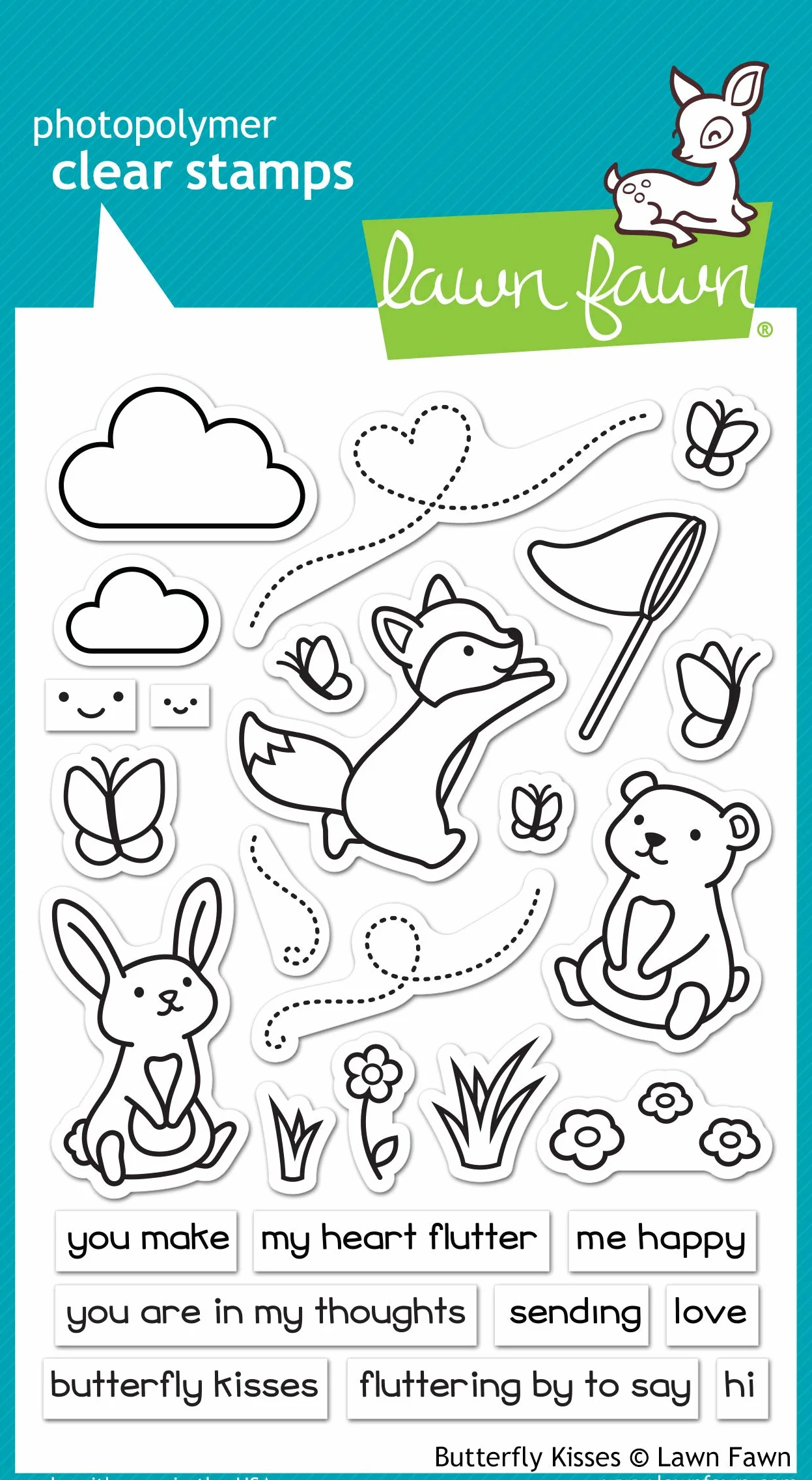 Lawn Fawn Clear Stamps 4"X6"-Butterfly Kisses