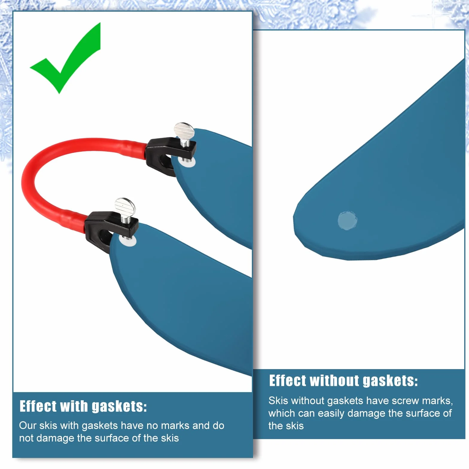 Conector de Punta de Esquí con 4 Espaciadores para Entrenamiento de Esquí Niños Principiantes (Rojo, Amarillo)