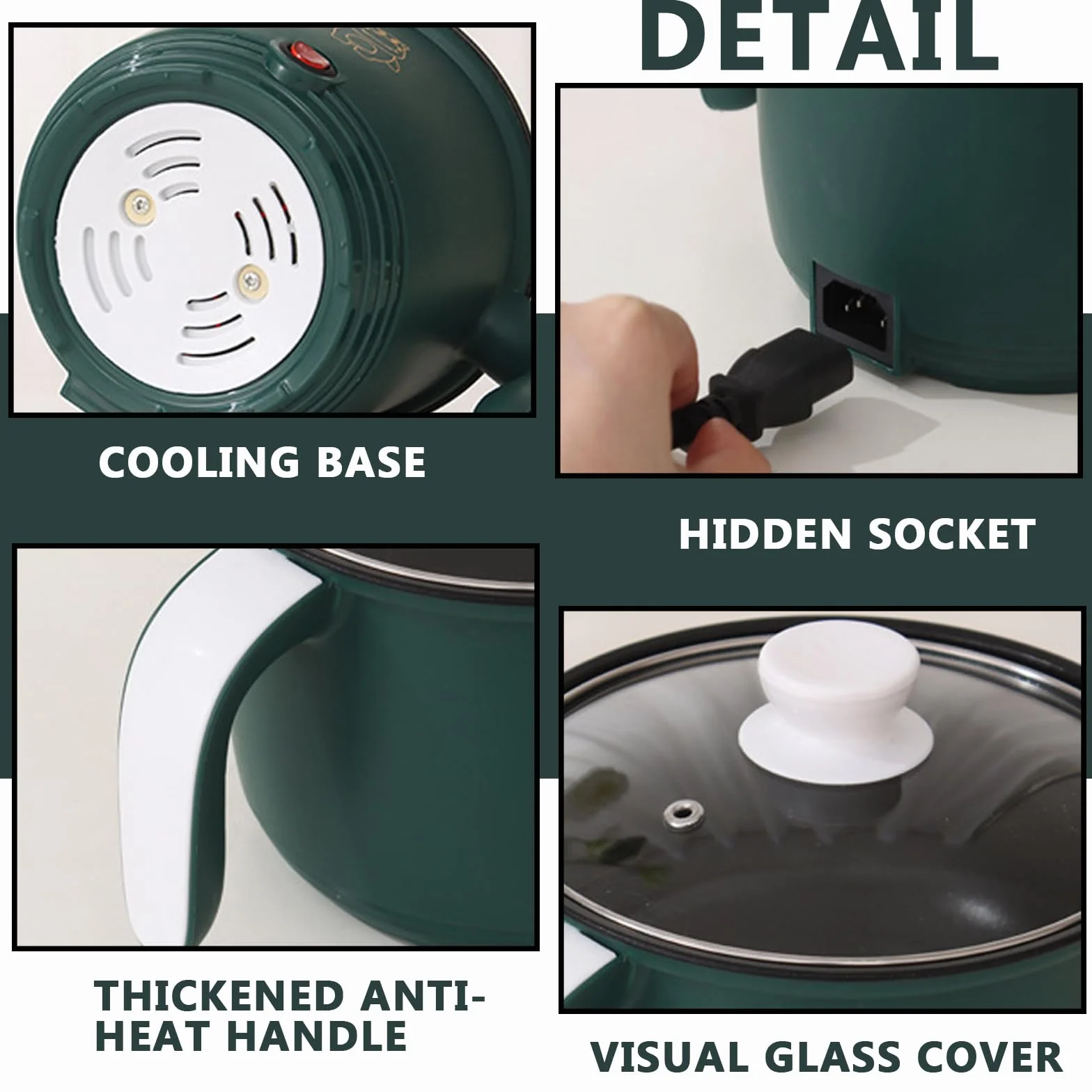 Sartén Eléctrica, Mini Eléctrica Caliente Pot, 1.8 Litro Eléctrico Caliente Pot, Portátil Antiadherente Multicooker, Portátil Rápido, Olla Eléctrica Para Casa Oficina Dormir+Vapor