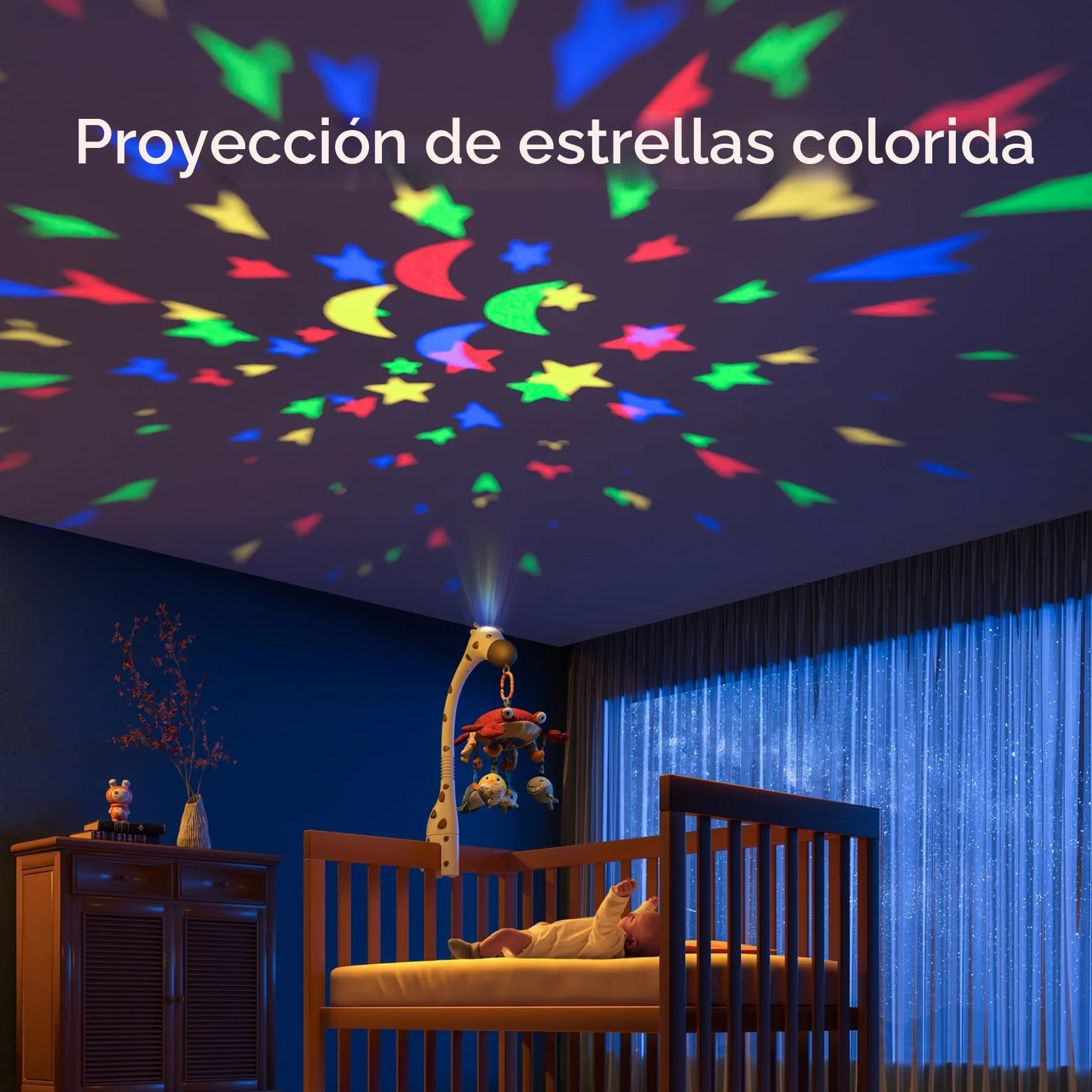 TUMAMA Cuna Bebe con Musica y Luz Juguete Giratorio Desmontable Carrusel para Bebes 0-12 Meses