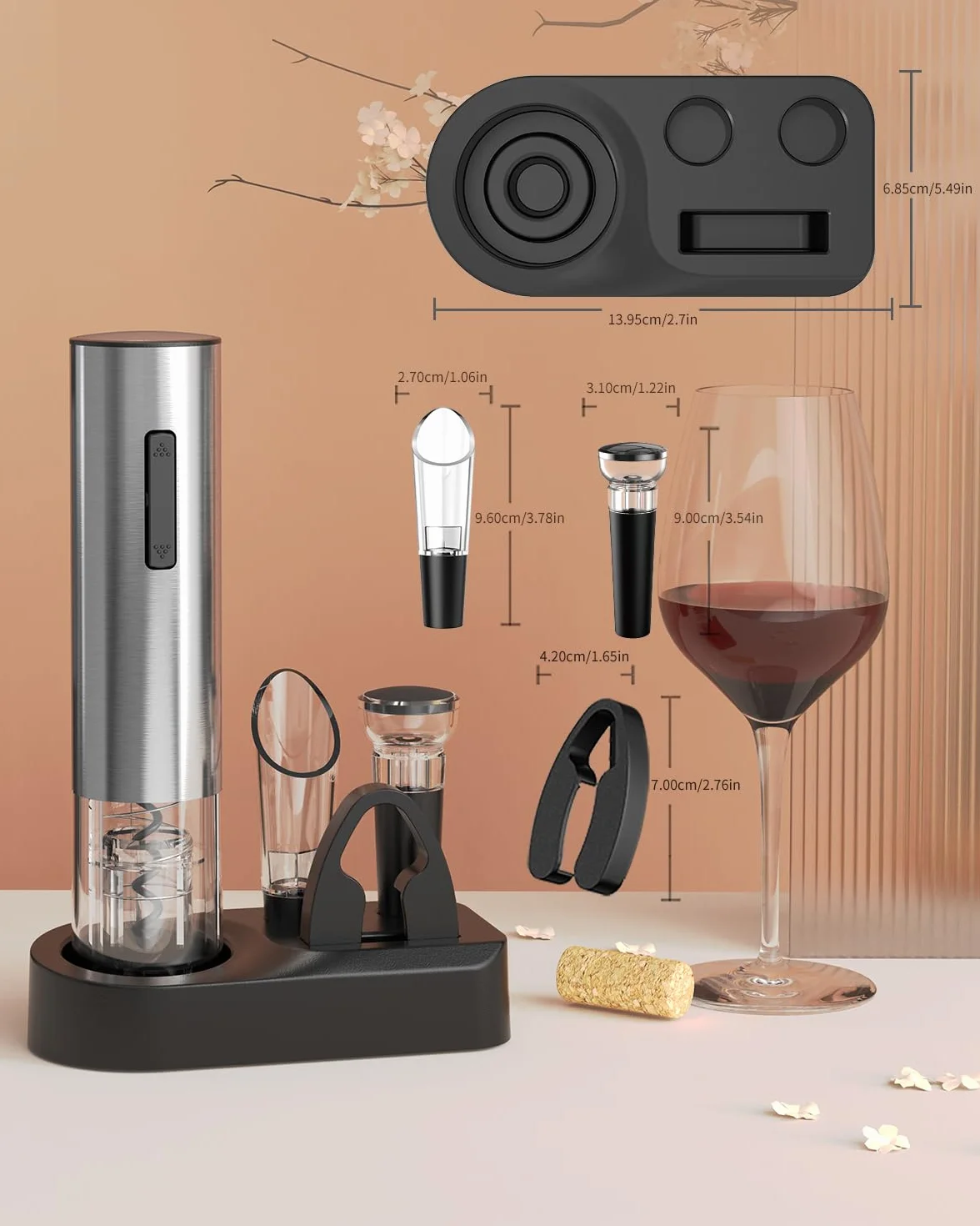 CIRCLE JOY Juego de Abrebotellas Eléctrico 6 en 1 con Sacacorchos recargable y aireador de vino, Tapón de vacío, cortador de papel de aluminio, Sacacorchos Automático para fiestas en el bar de casa