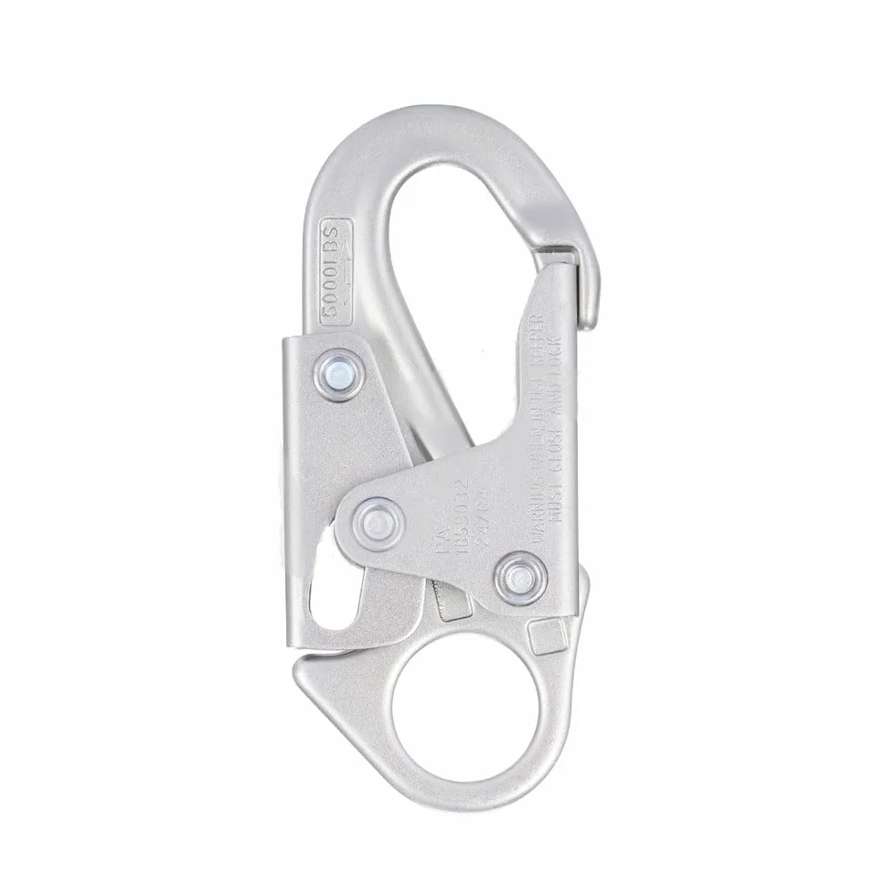 Gancho profesional de protección contra caídas, acero al carbono resistente, gancho de doble acción para seguridad, escalada, rapel