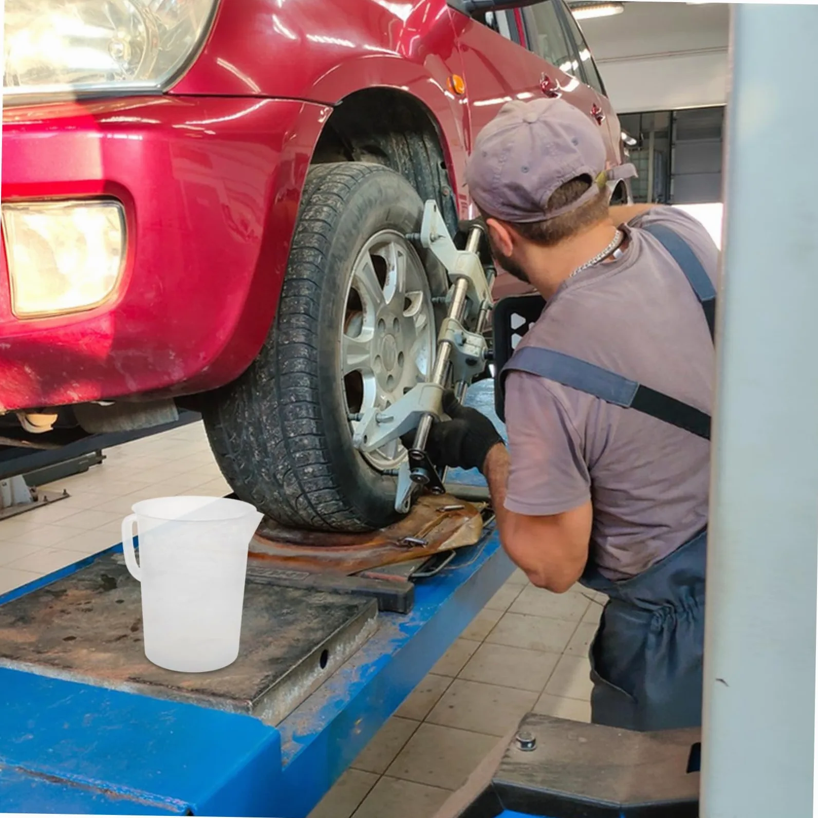 Vaso Medidor Grande De Plástico 5000 Ml Con Asas Para Aceite Motor Graduado Para Taller Mecánico Uso Automotriz Herramienta Precisa De Medición
