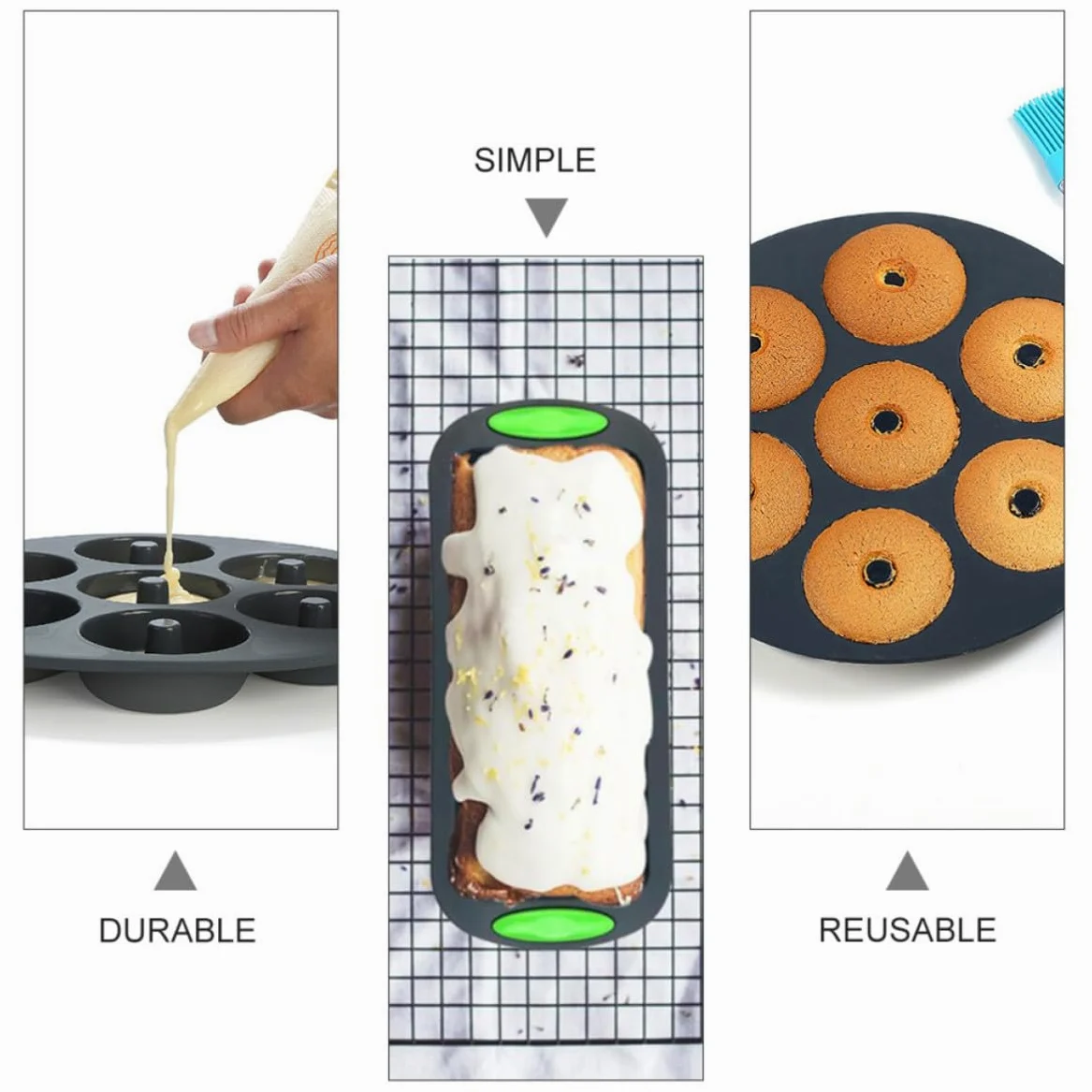Molde de Silicona para Pastel 5 Piezas, Reutilizable y Térmico | Juego para Cocina y Repostería, Apto para Tartas y Bizcochos, Diseño Práctico para Horneado Diario