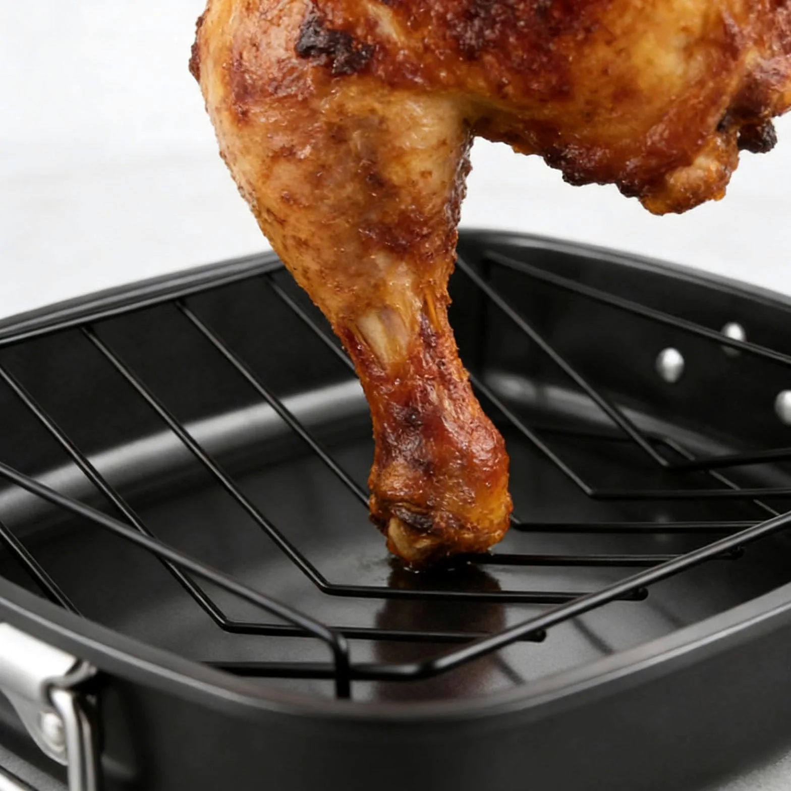 Sartén profesional de acero al carbono de 17 pulgadas con estante en forma de V, bandeja de horno de gran capacidad para horno con asas