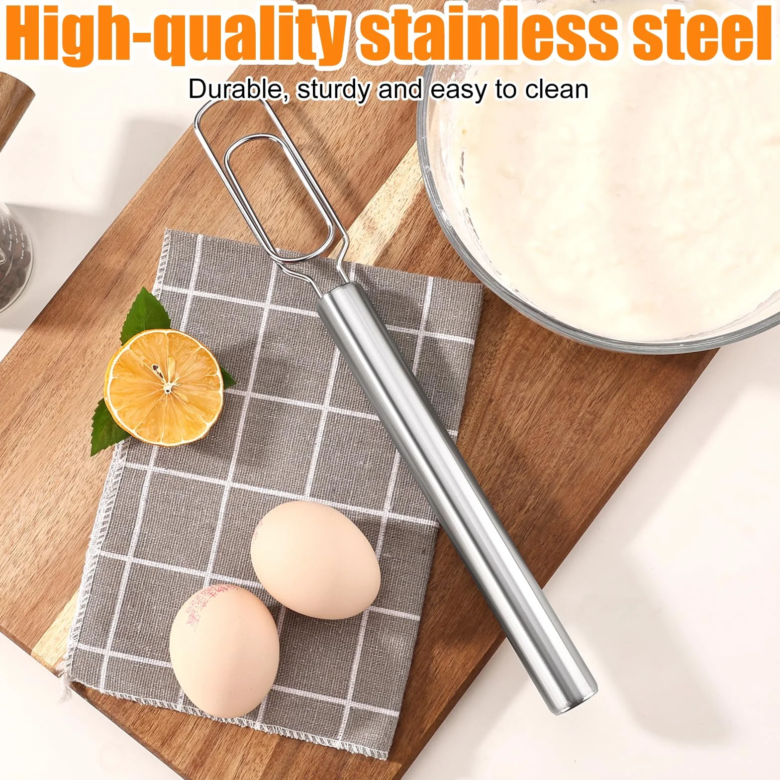 Batidor de Masa Herramienta, 30cm Mezclador de Masa de Acero Inoxidable, Herramienta de Mezcladora de Pan, Batidora Danesa de Masas Manual Acero para Levain ácido, Pan Artesanal, Masas para Pizza