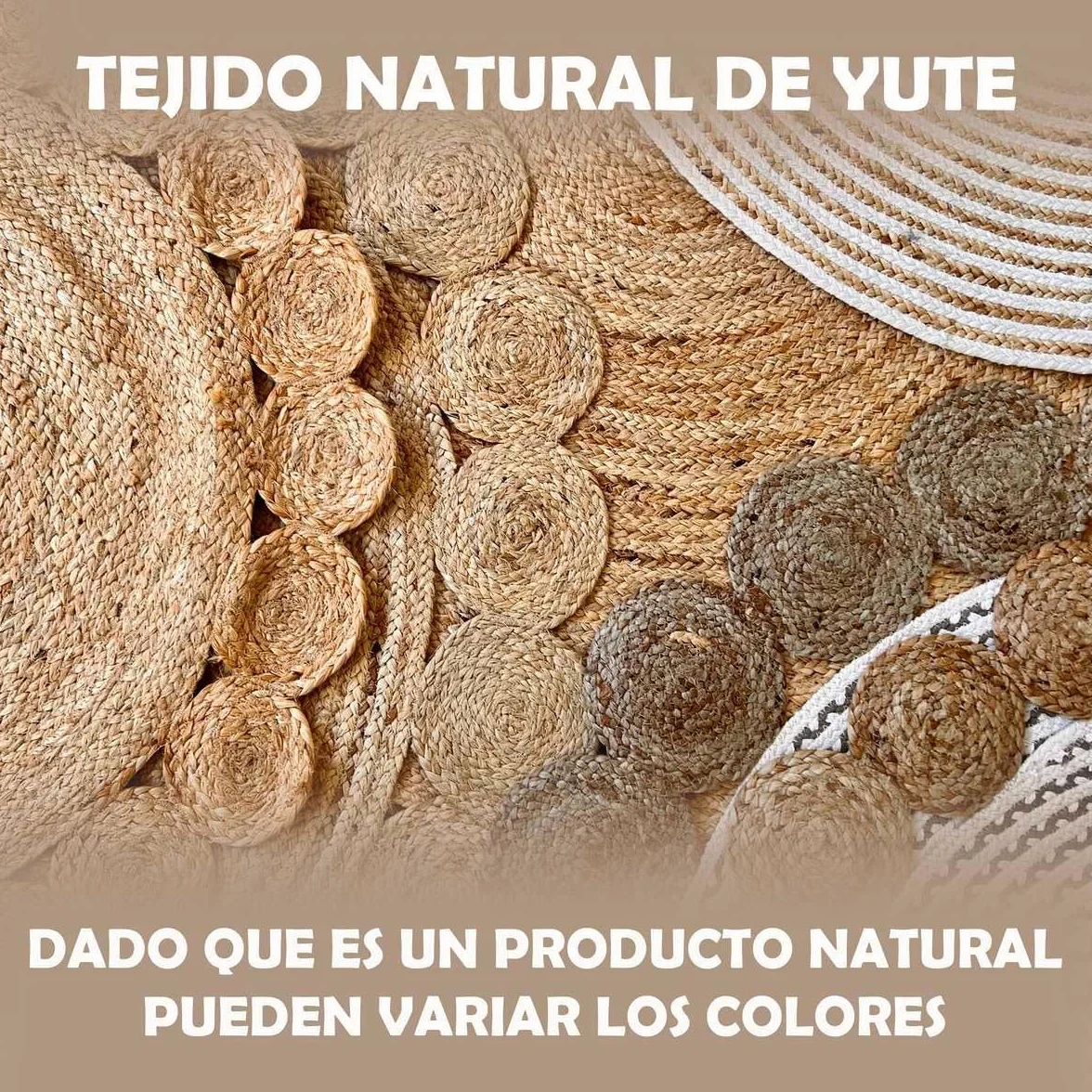 LOLAhome - Alfombra Redonda Trenzada de Yute Natural de 100 cm. Pieza Artesanal, Duradera y Atemporal, Vestir Suelos con Personalidad aportando Calidez y un frescor Natural.