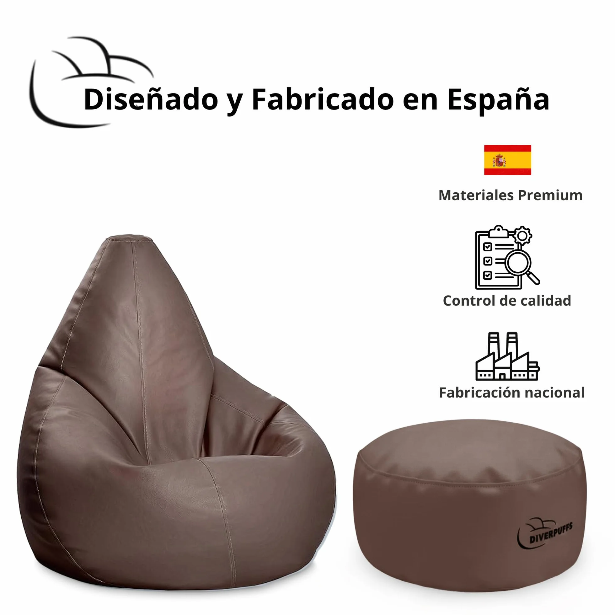 Puff Pera XXL Chocolate con Reposapiés y Relleno Incluido Ultra Cómodo para Leer Jugar o Descansar Ideal para Niños y Adultos Diseño Interior Exterior Antiestrés Uso Diario Salón Dormitorio