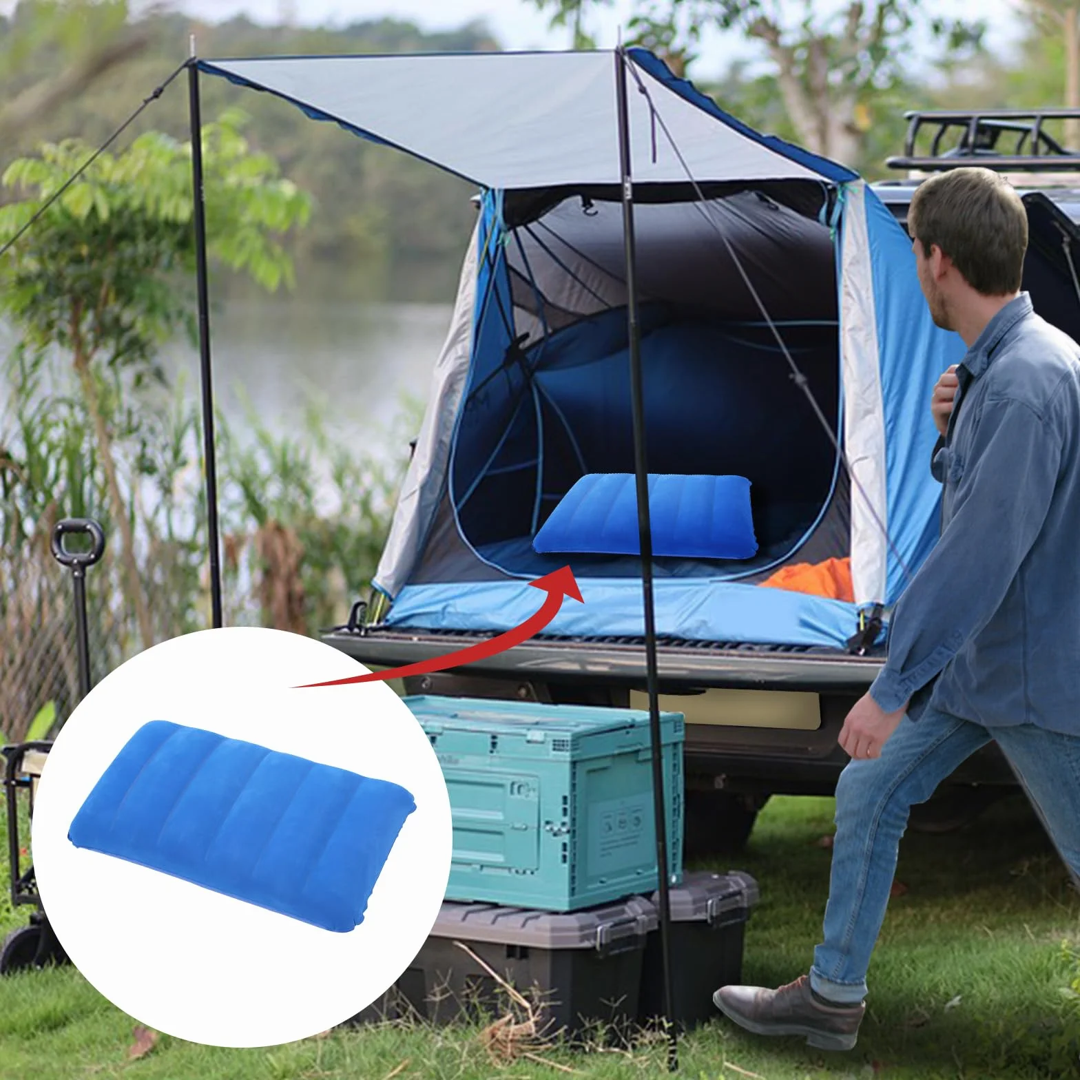 Almohada Hinchable 30x47cm Impermeable Juego de 4 para Viaje Playa