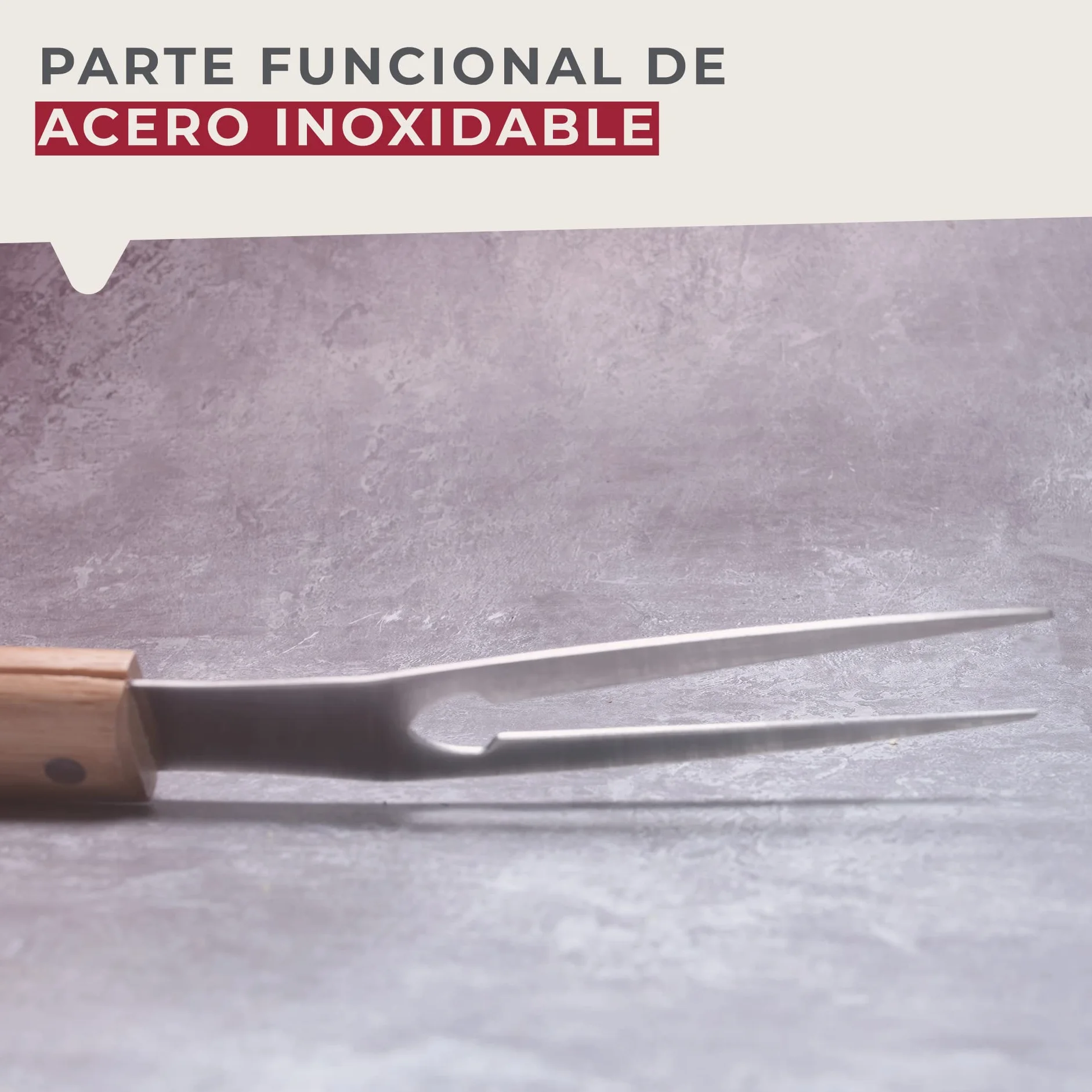 Fackelmann Tenedor de Barbacoa, Parte funcional en Acero Inoxidable y Mango de Madera, adecuado para Asar, Hornear y Trinchar Carne, 42 cm de largo, 1 ud