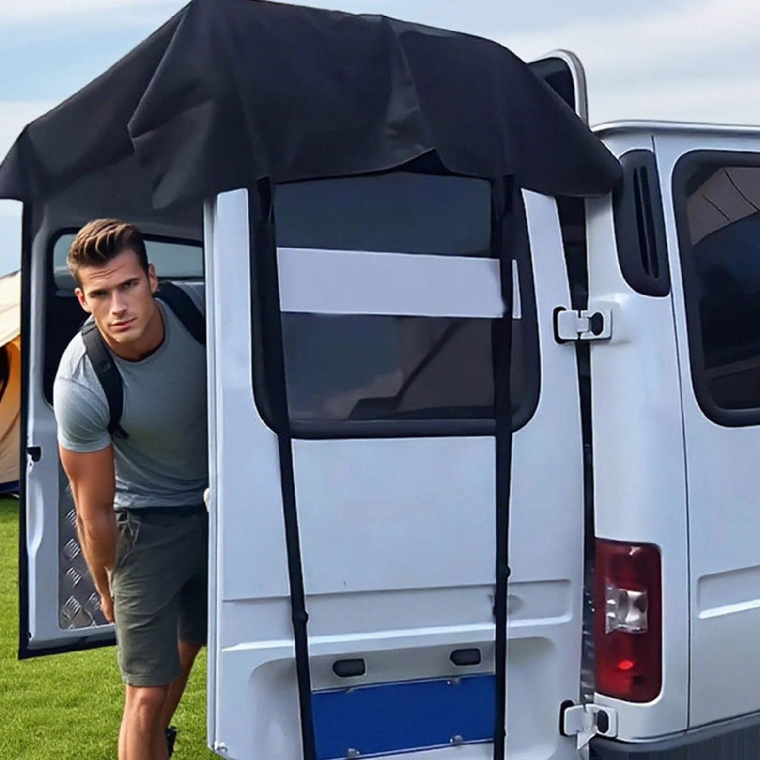 Toldo para Puerta Trasera de Furgoneta Impermeable Protector Solar Camping Picnic Senderismo