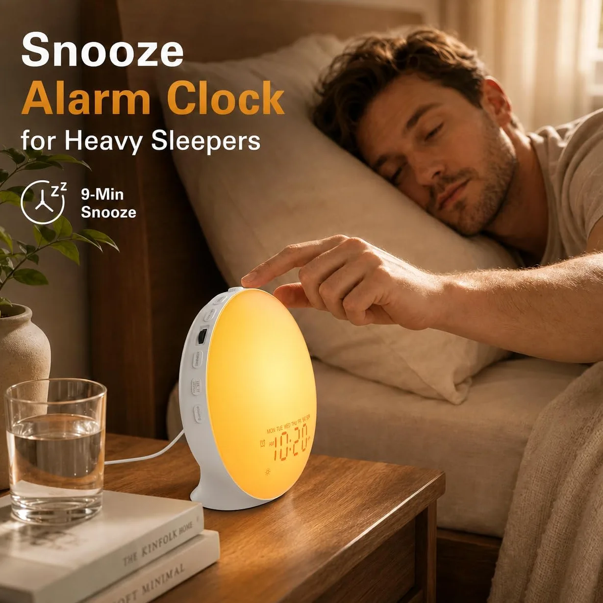 JALL Despertador de luz diurna, despertador con luz al amanecer, máquina de ruido blanco con 22 sonidos, 17 luces nocturnas, altavoz Bluetooth y temporizador de sueño para adultos, niños y dormitorios