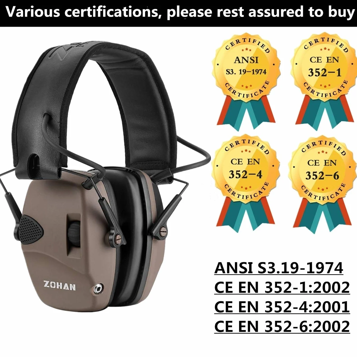 ZOHAN 054 Cascos Antiruido Proteccion Auditiva Auricular Táctico Amplificación Sonido Airsoft