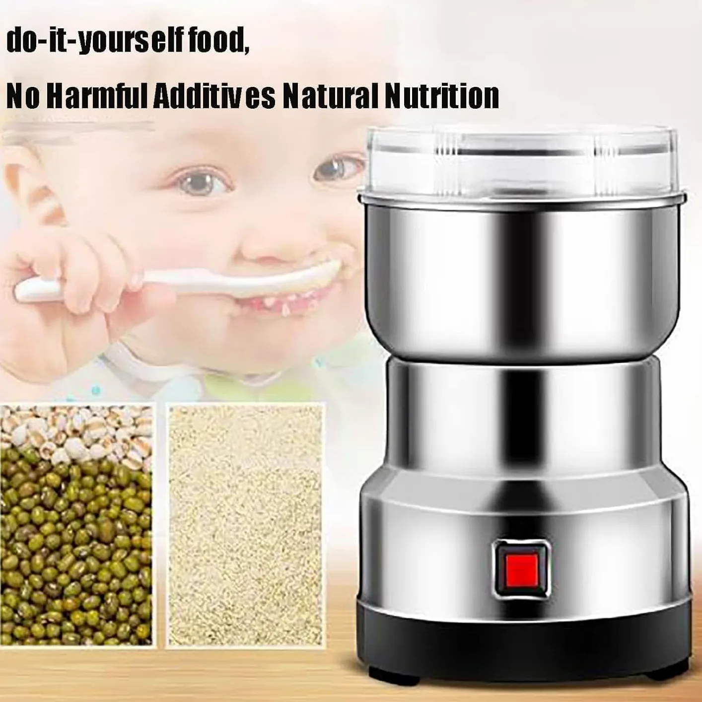 Molinillo de alimentos eléctrico: pulverizador de alta velocidad de acero inoxidable de 300 g para moler granos, harina, granos de café y condimentos