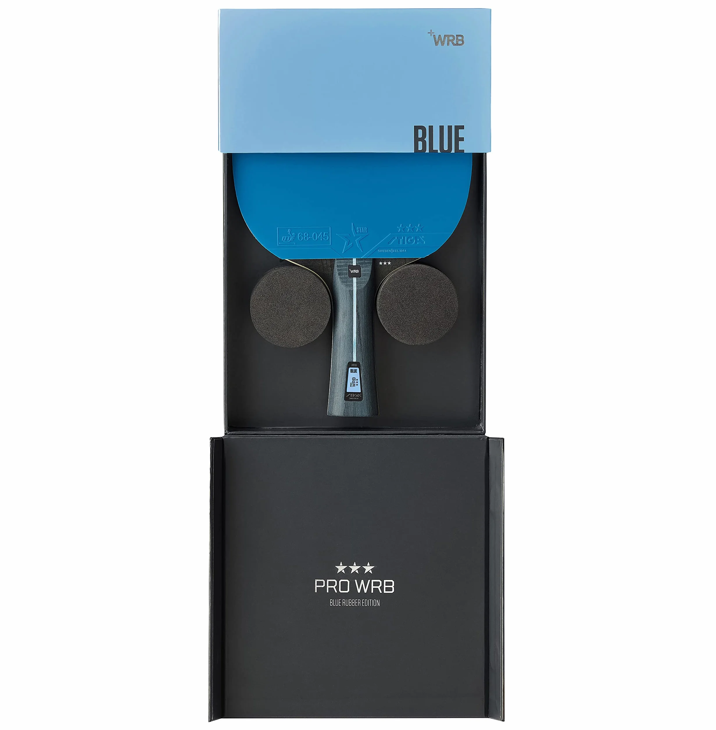 STIGA Raqueta de Ping Pong Pro WRB Blue Edition Pala Tenis Mesa 3 Estrellas Goma Azul
