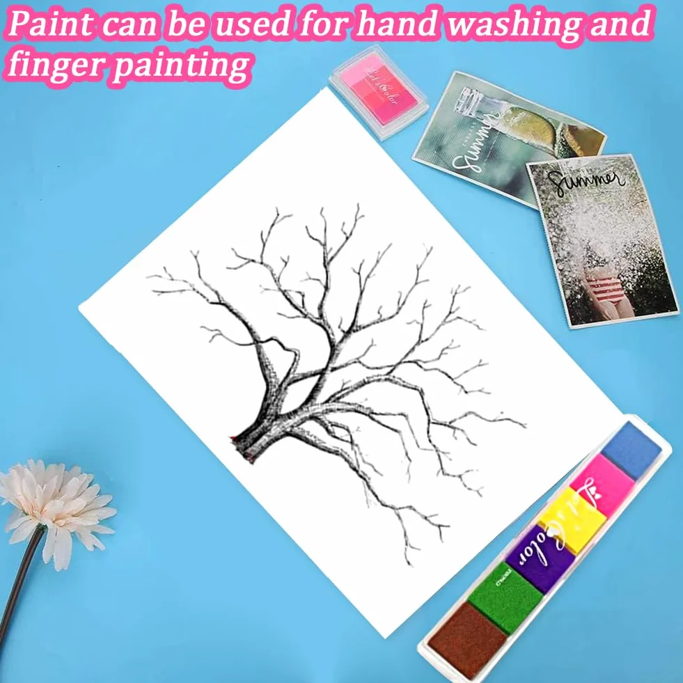 Arbol de Huellas Boda,rábol de Huellas Dactilares, Pintura de huellas dactilares de bricolaje, Boda Bricolaje Árbol de la Huella Digital Custom Wedding Thumbprint Tree,21x30cm