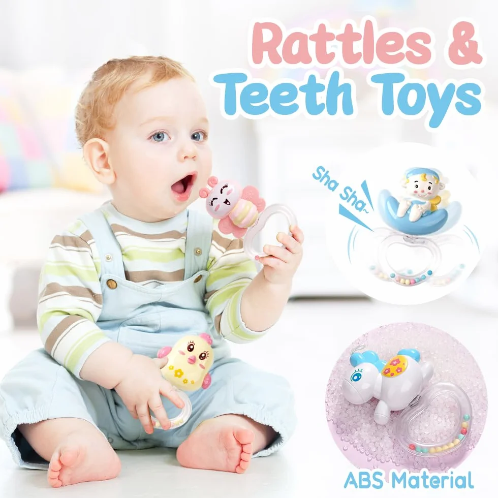Mini Tudou Móvil para cuna de bebé cuna con musica y luces, función de temporización, Proyección, quitar el sonajero y caja de música, para bebes chicos Niñas pequeñas (azul)