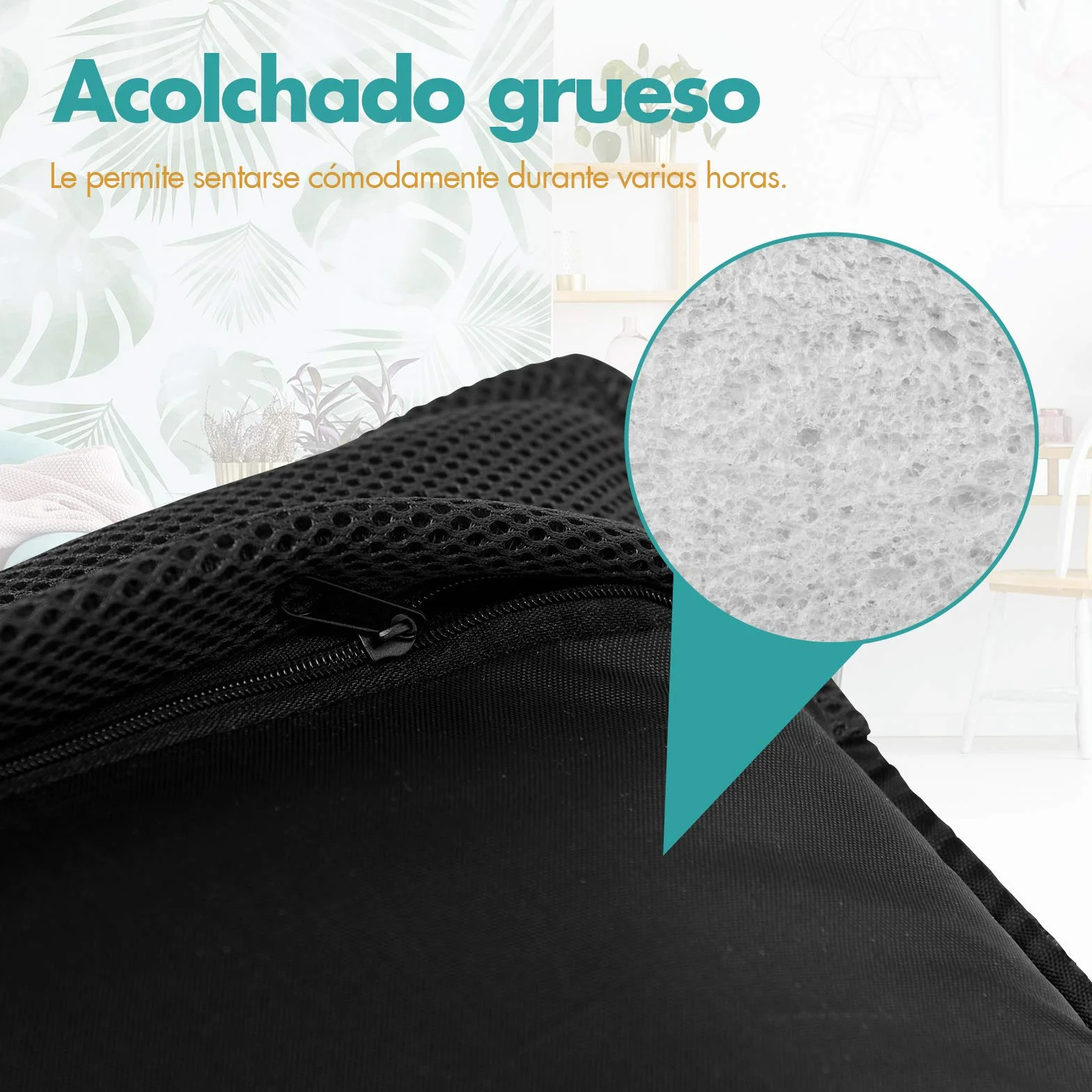COSTWAY Silla Plegable de Suelo, Silla de Piso con Respaldo Ajustable de 6 Posiciones, Silla Tapizada para Salón Dormitorio Estudio, 98 x 44 x 7 cm (Negro)