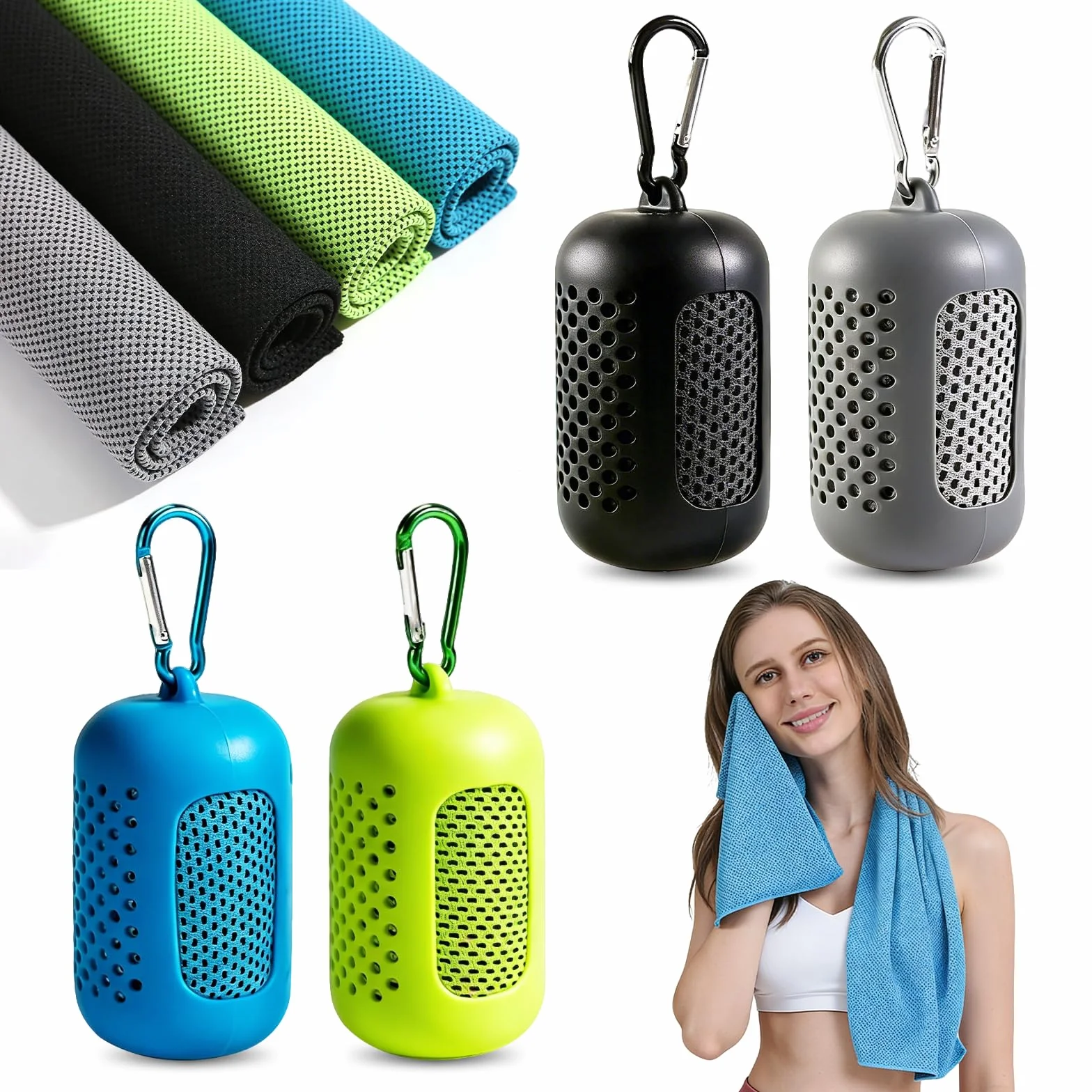 Toalla Refrescante 30x90 cm Microfibra Secado Rápido 4 Unidades con Funda