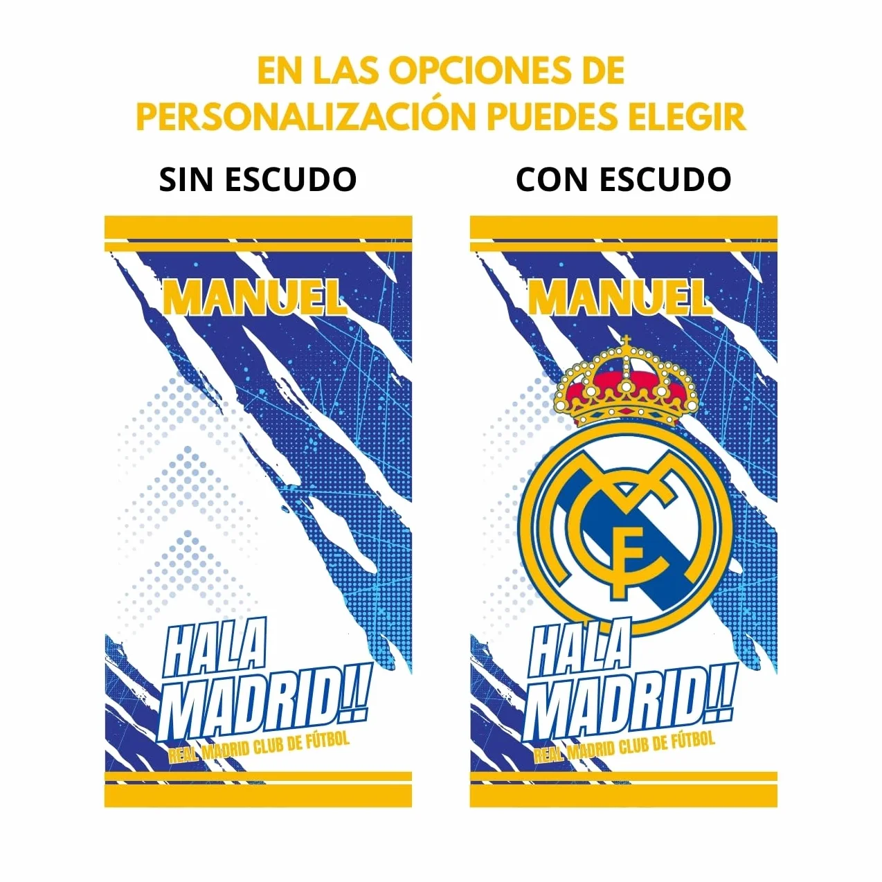 ZPBULI+ Toalla Playa Personalizada con Nombres, con O SIN Escudo - Toalla de fútbol - Toalla Personalizada para Baño, Playa y Piscina