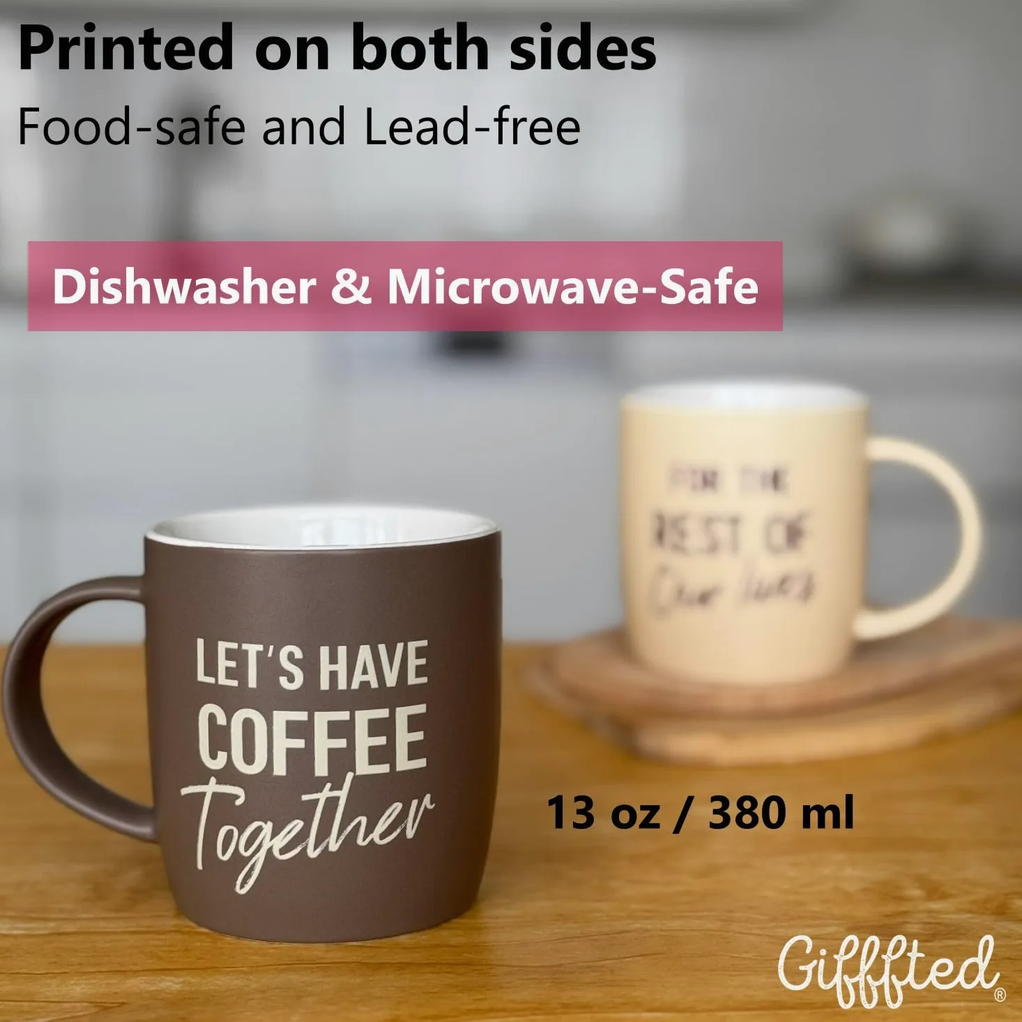 Triple Gifffted Taza de cerámica Let's Have Coffee Together para parejas, 380 ml | Taza de compromiso de boda para parejas, novios, recién casados, él y ella, Mr & Mrs, aniversario, Navidad, San Valentín