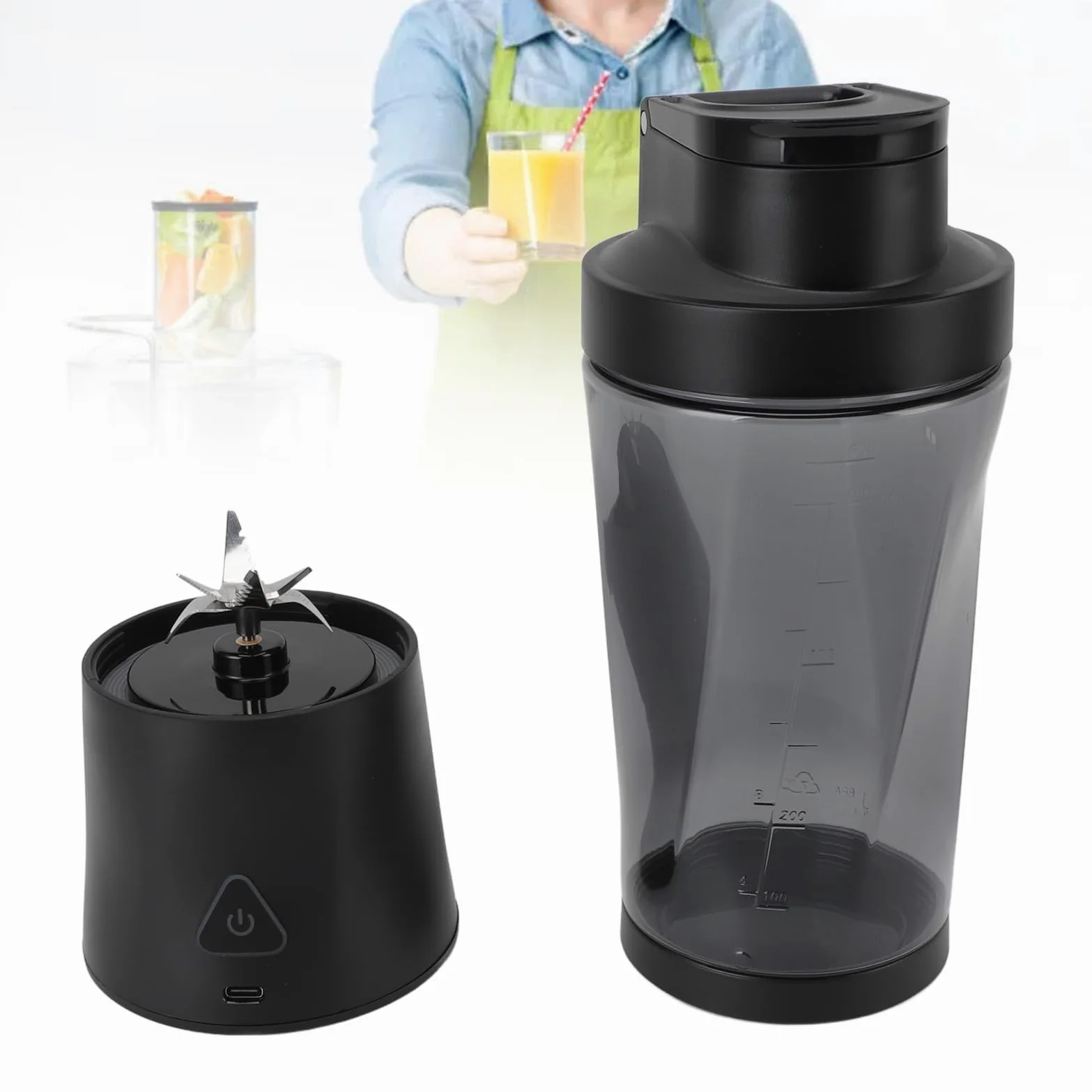 Licuadora Portátil Potente Licuadora Eléctrica 12V Motor 20000 Rpm Batería 6000 mAh 700 Ml para Batidos