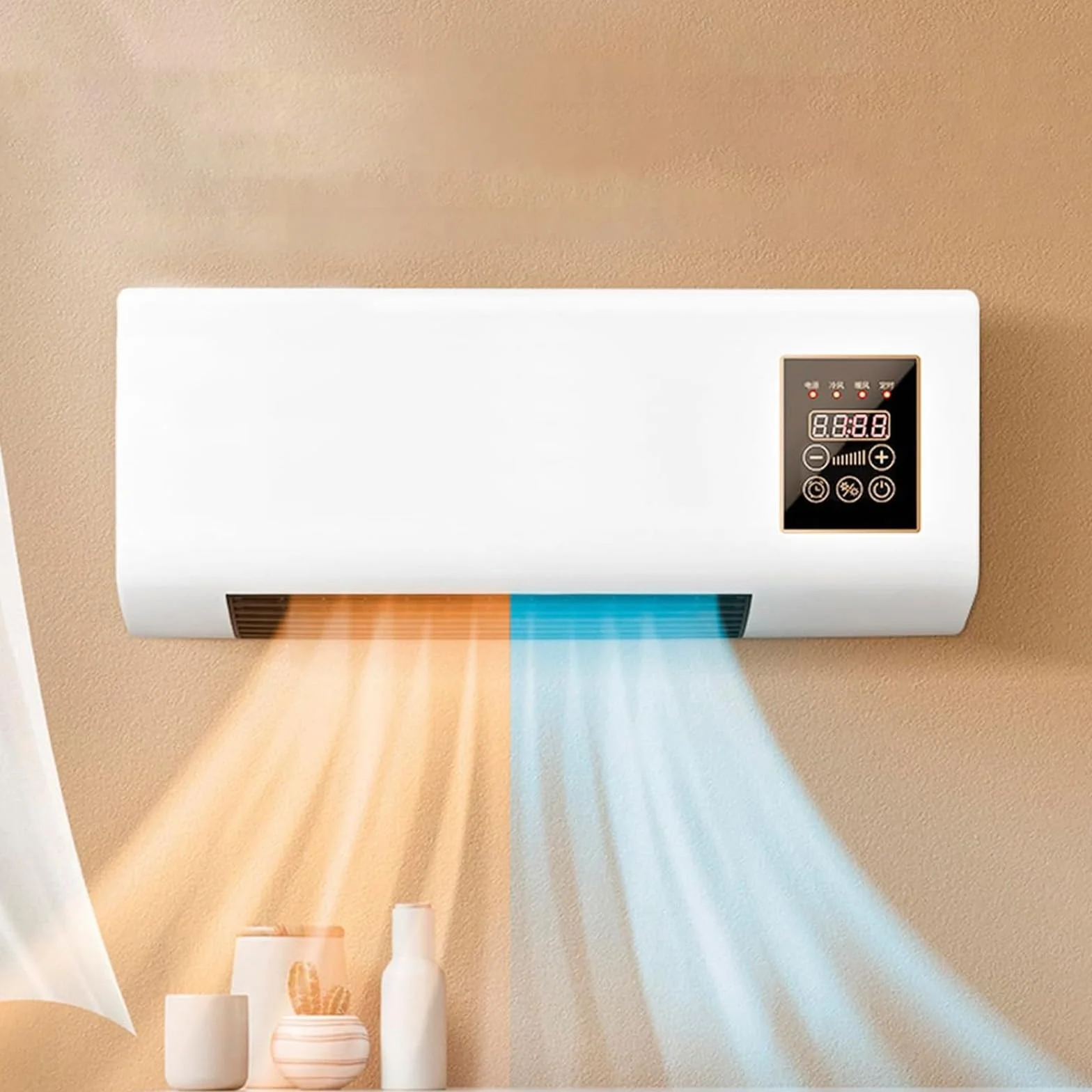 Aire acondicionado portátil sin conductos y ventilador de pared sin aspas, unidad de aire acondicionado portátil 3 en 1 (sistema de refrigeración/ventilación/split) con control remoto, diseño ultras