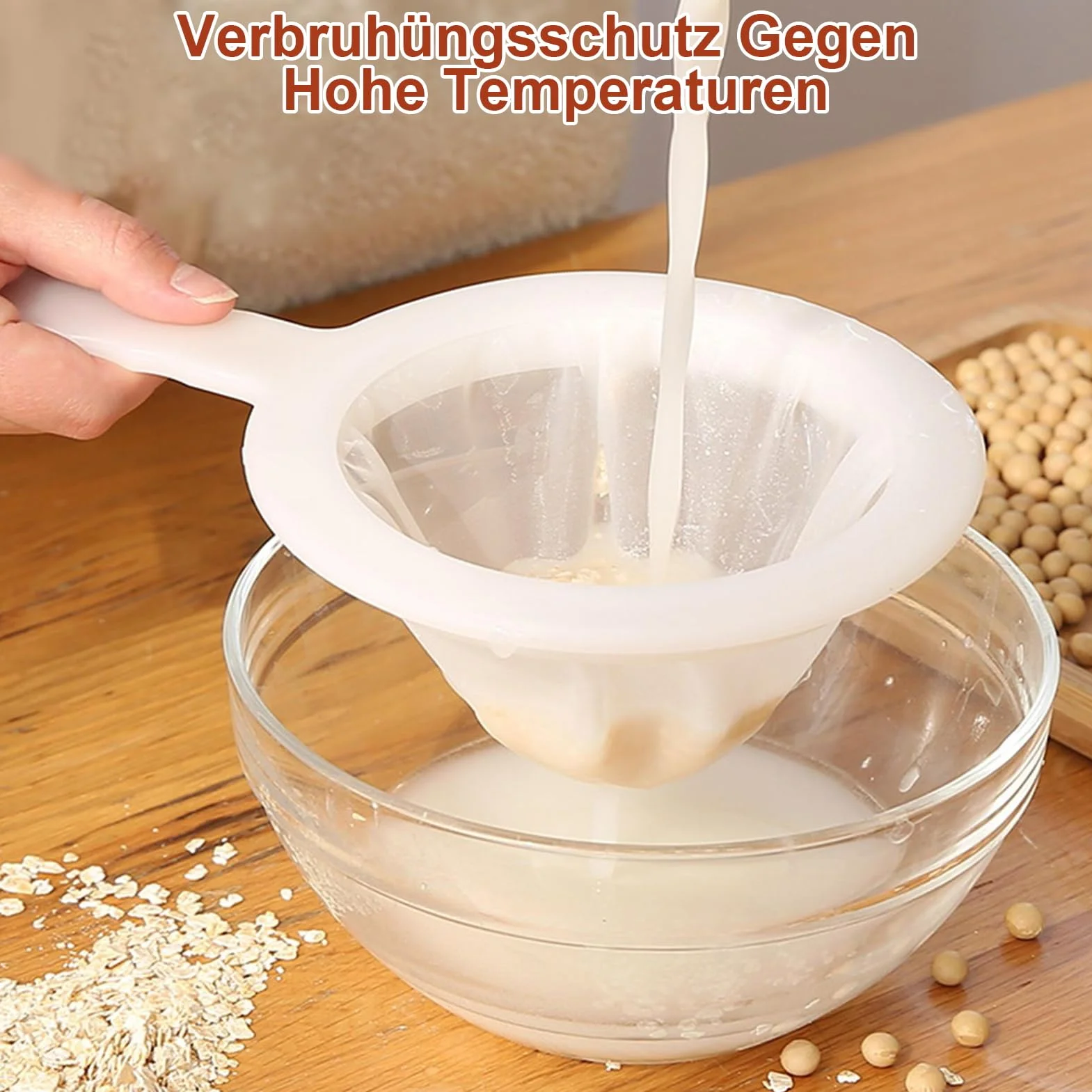 Filtro de alimentos,tamiz de nylon fino con mango 200 malla tamiz cocina, para zumo, leche, leche de soja, café, 23,5 cm x 14,5 cm