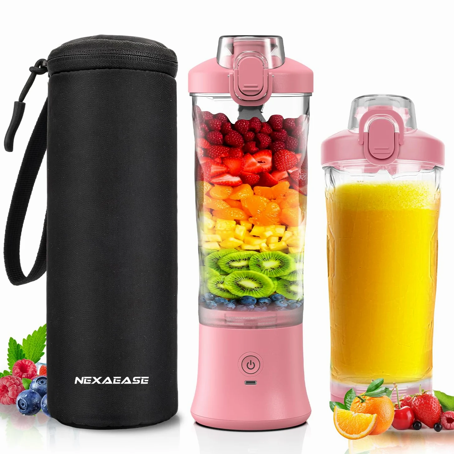 Licuadora portátil personal con funda aislada para batidos y batidos – Mini taza de licuadora de 20 onzas con 6 cuchillas, tapa de viaje, recargable por USB, licuadora pequeña para cocina, viajes,
