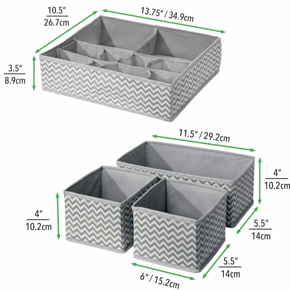 mDesign Caja de almacenamiento para armarios 3 formatos juego de 8