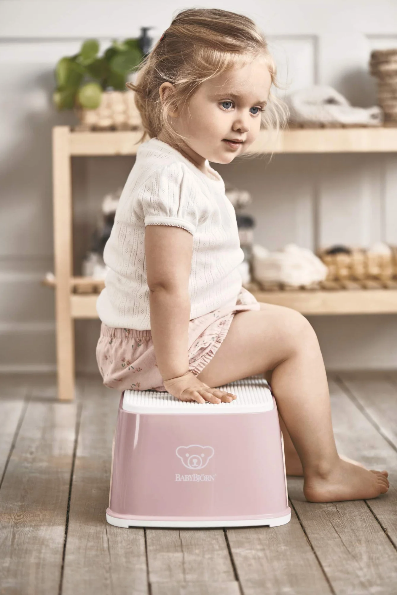 BABYBJÖRN Taburete Para Niños Rosa Pastel Blanco