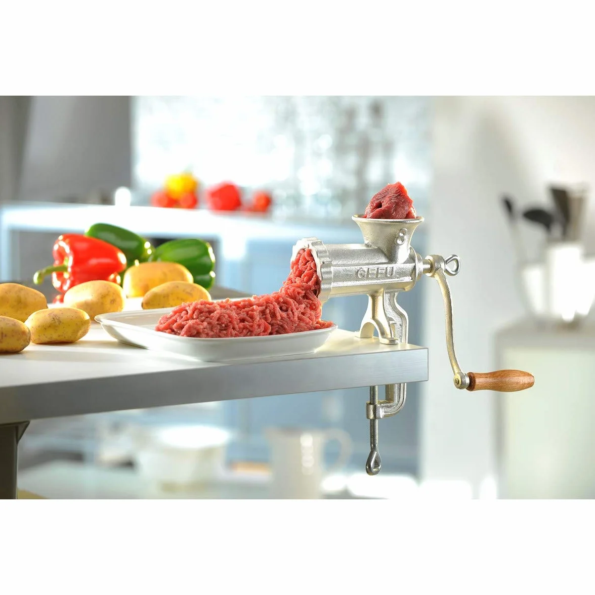 GEFU Picadora de Carne, tamaño 5, Acero Inoxidable, 29.3 x 9.6 x 17.3 cm, GF14700