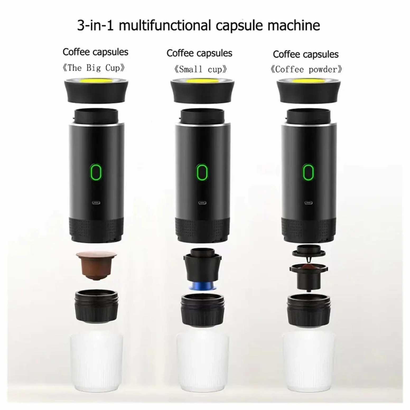 Cafetera portátil, Cafetera portátil de cápsulas italiana espresso eléctrica pequeña inalámbrica bomba de calor máquina de café a presión for el hogar ,para vehículos recreativos, senderismo, oficina(