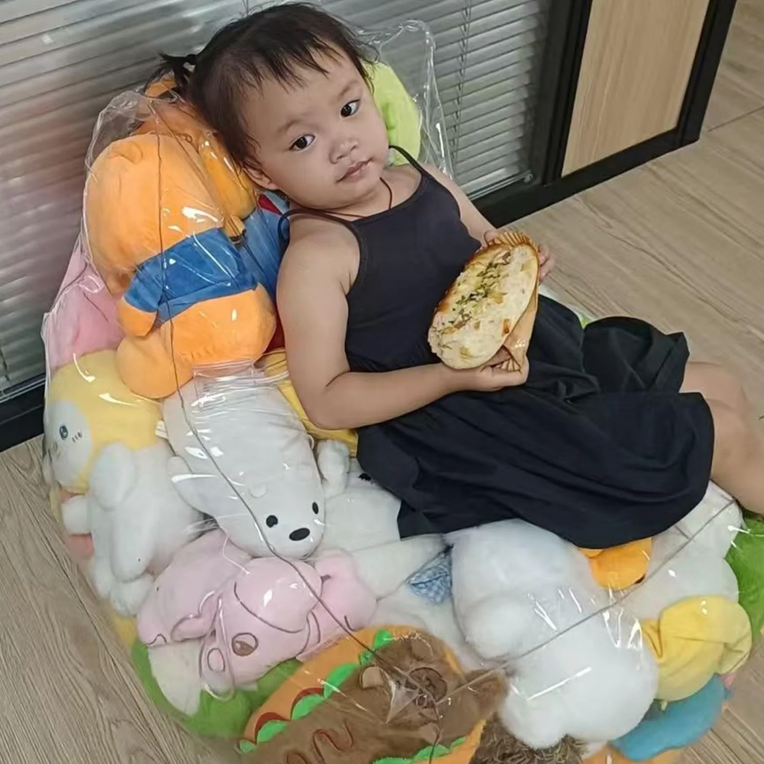 Saco De Almacenamiento Para Peluches,Funda de Sofá Puff Grande Transparente para Niños - Funda Impermeable de Peluche para Sofá Cama Dormitorio Decoración Relax Lectura Juegos