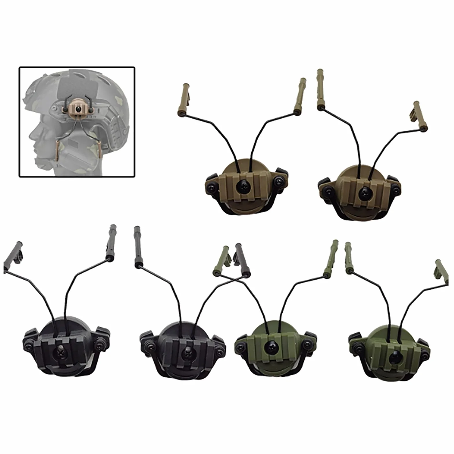 Juego de 1 par de adaptadores de carriles para cascos tácticos para Airsoft, soporte ajustable de 19 a 21 mm