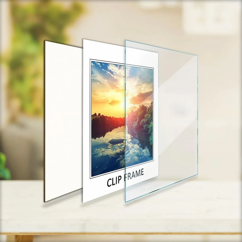 MG Design Marco de clip 45 x 60 cm - sin marco, acrílico transparente y fondo HDF, vertical u horizontal, para fotos, pósteres y diplomas